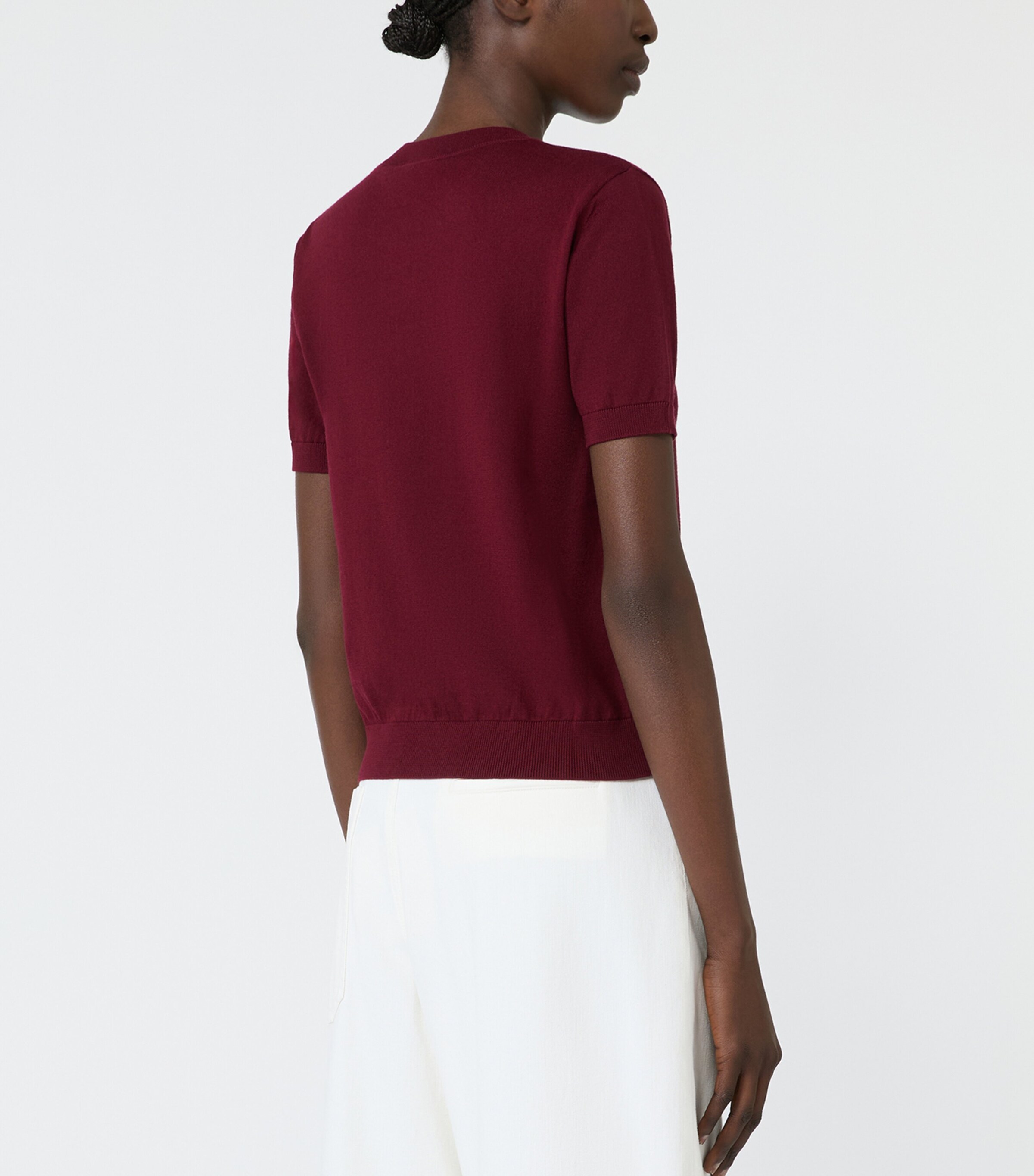 Max Mara Womens Cotton-Cashmere-Silk Sweater Dark Red Image 2
