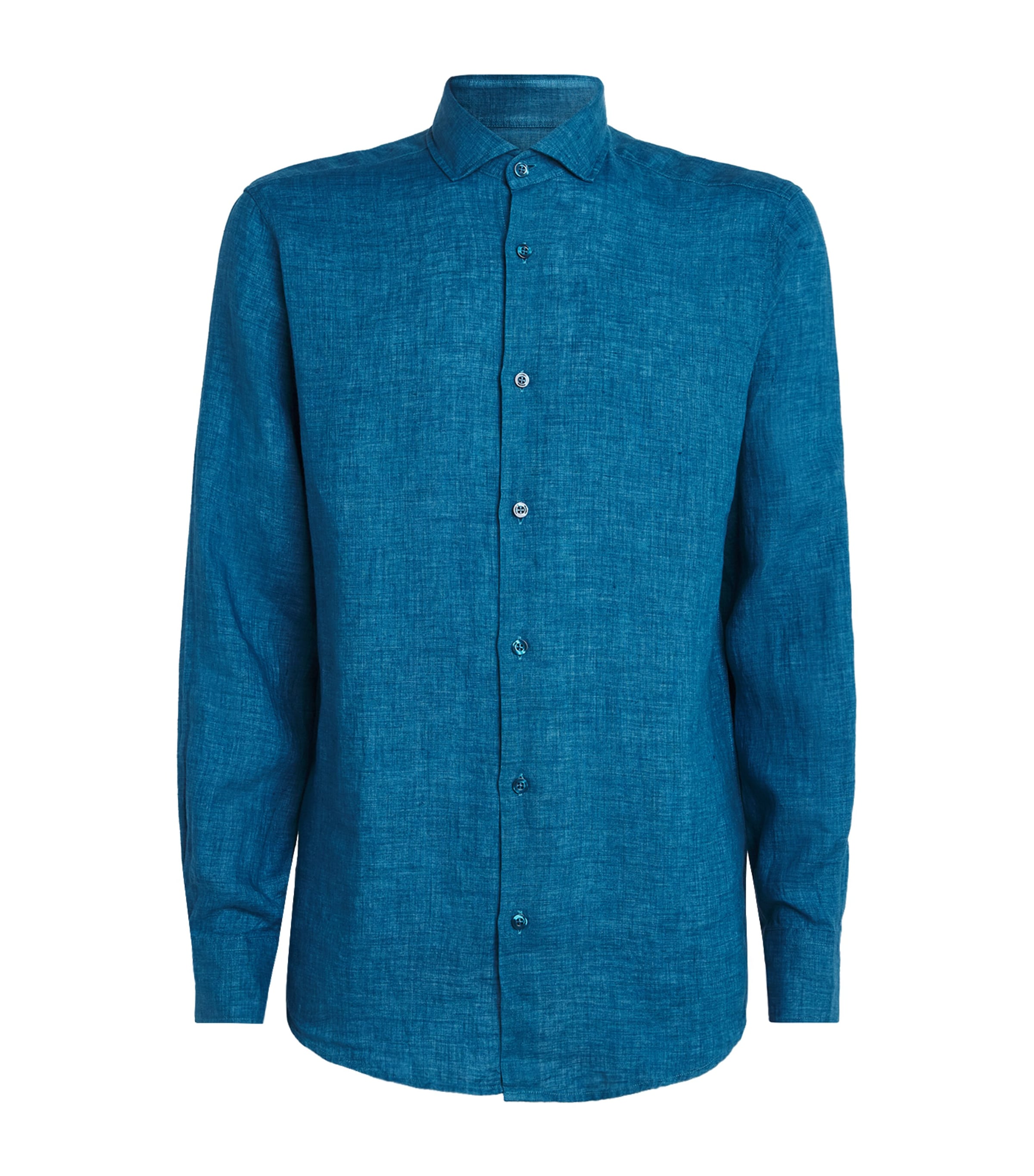Frescobol Carioca Mens Linen Antonio Shirt Teal Image 1