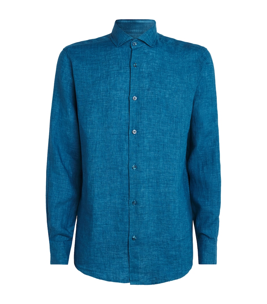 Frescobol Carioca Mens Linen Antonio Shirt Teal Image 1