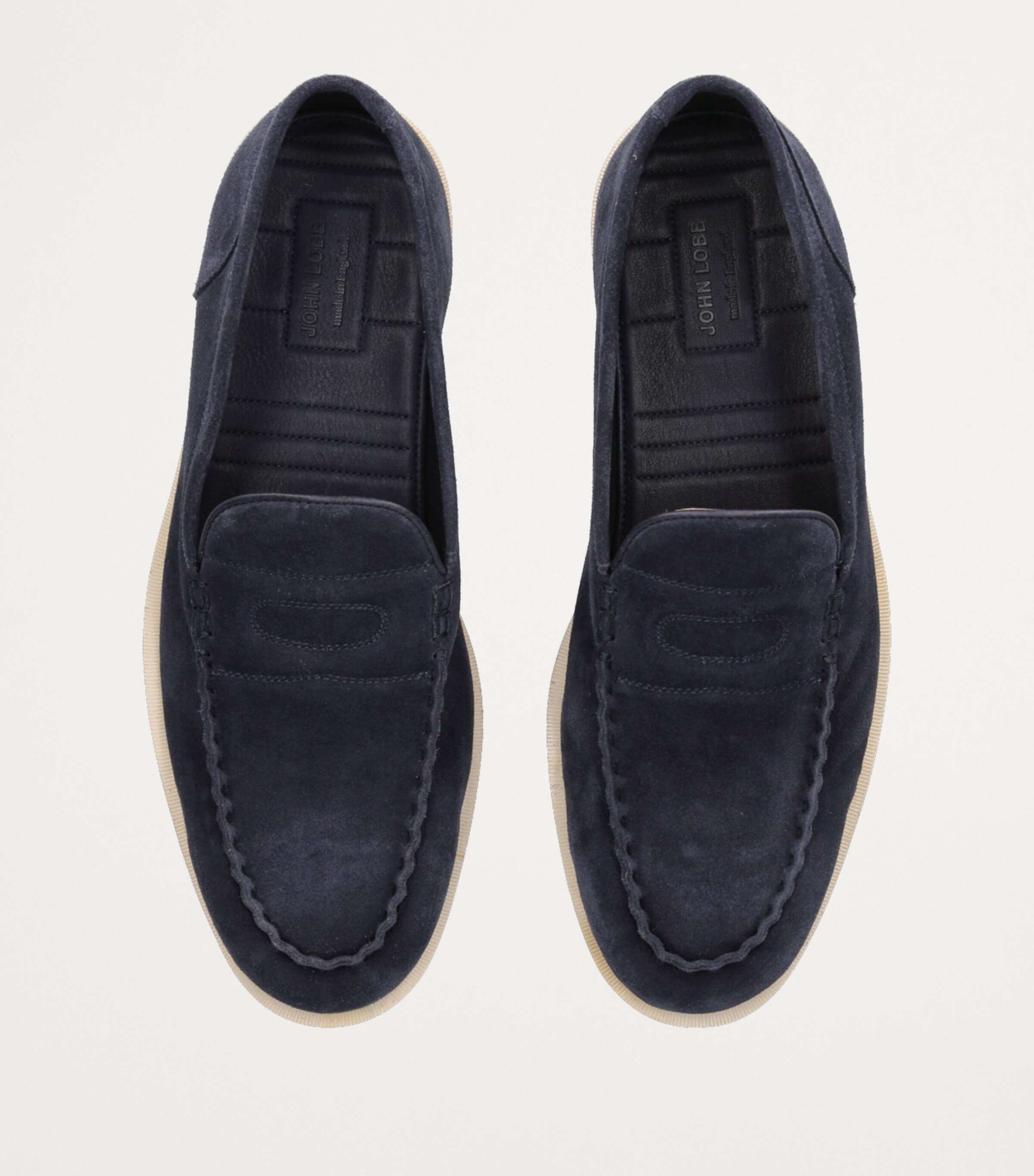 John Lobb Suede Pace Loafers Navy Image 4