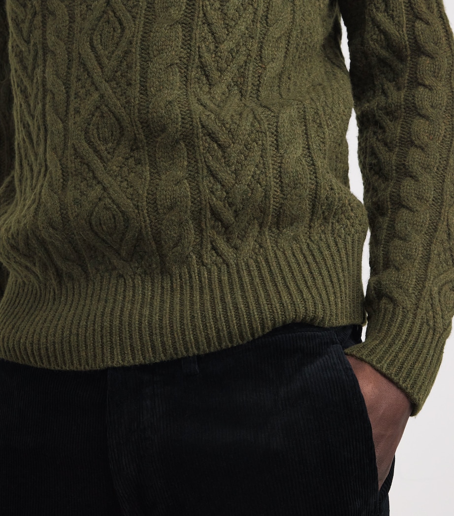 Wool-Alpaca Cable-Knit Sweater GREEN Image 6