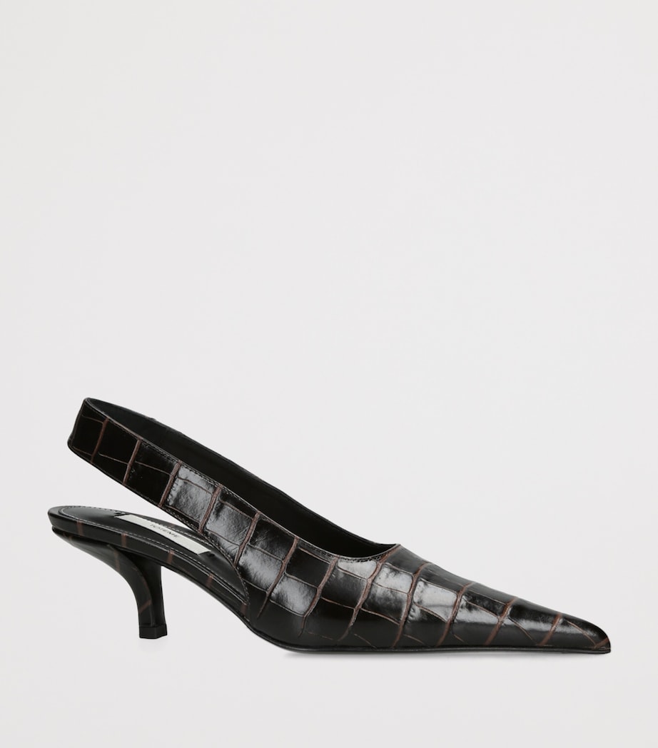 Leather Classic Slingback Pumps 55 DARK BROWN Image 4