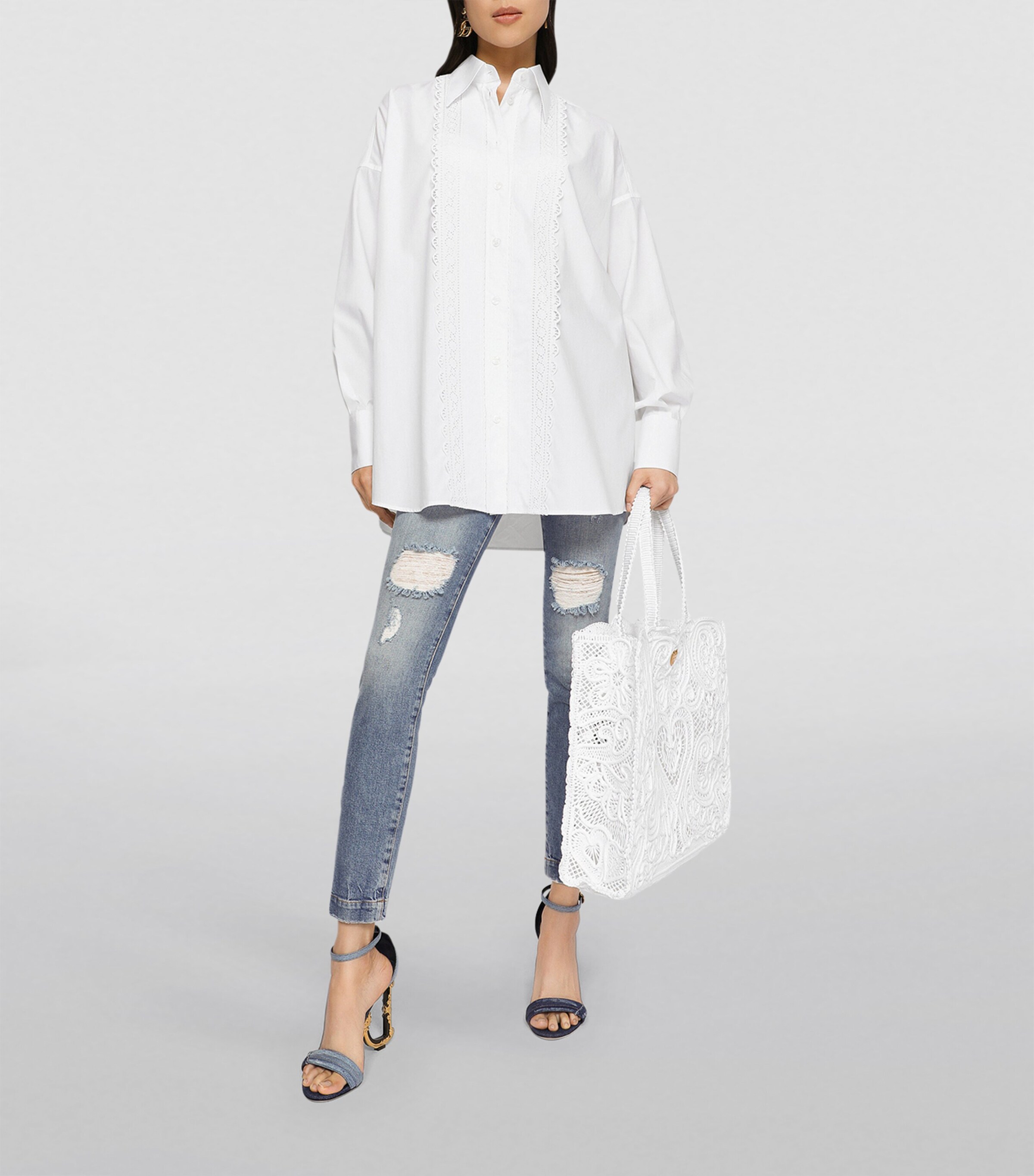 Dolce&Gabbana Womens Distressed Slim Jeans Comb Col Image 4