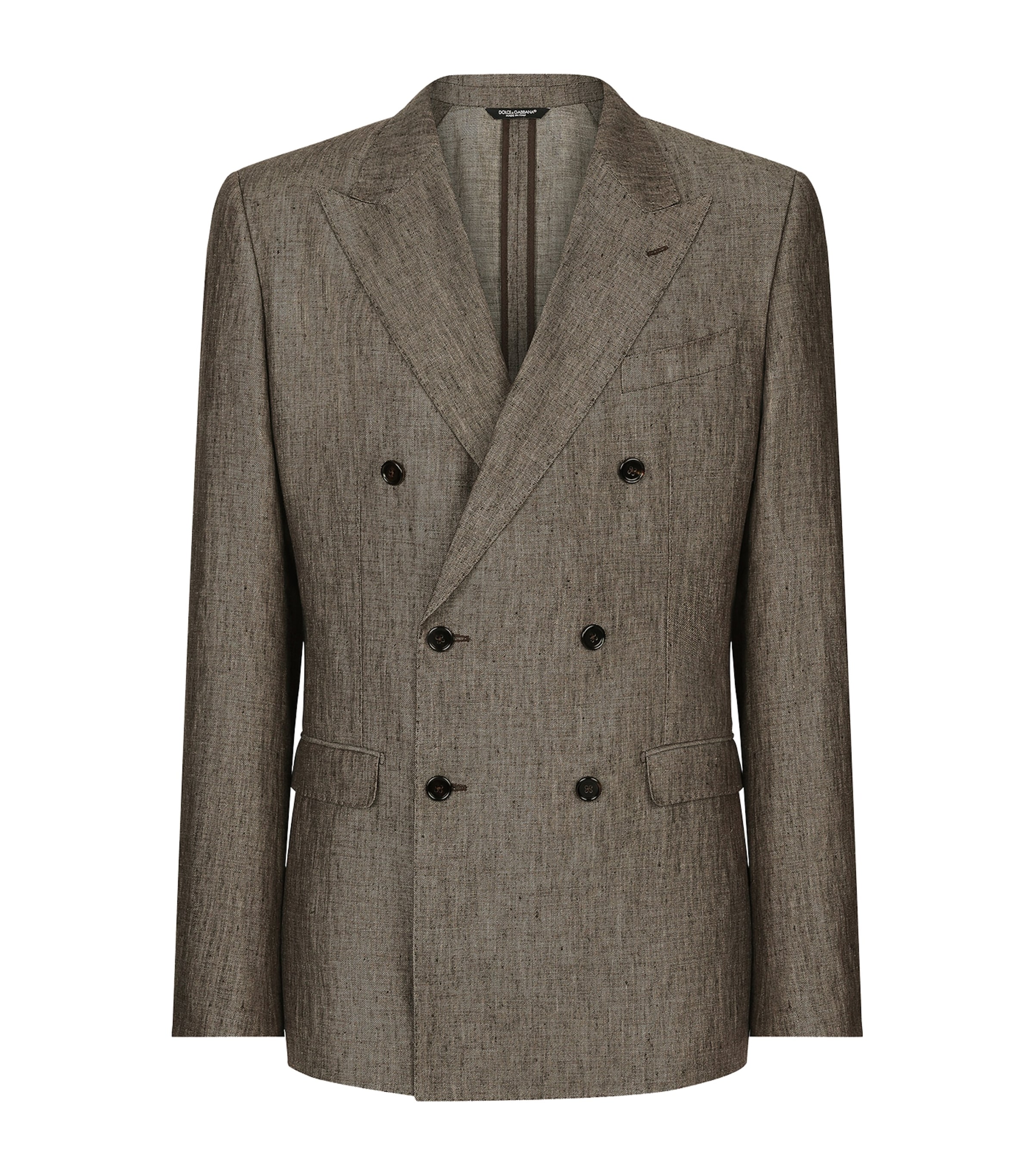 Dolce & Gabbana Linen Double-breasted Blazer In Green