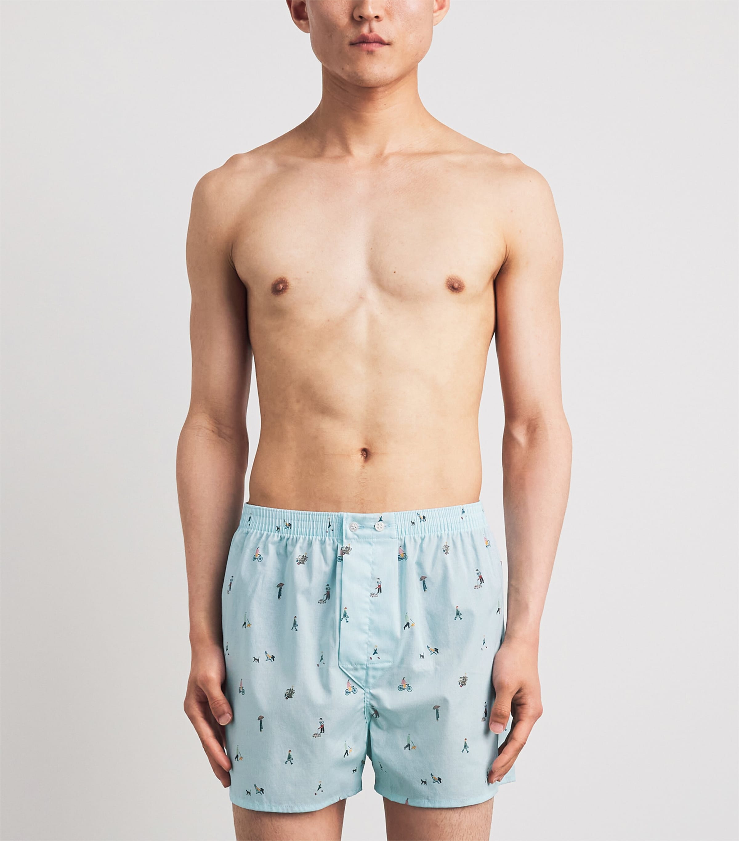 Derek Rose Mens Cotton Printed Ledbury Boxer Shorts Blu Image 2