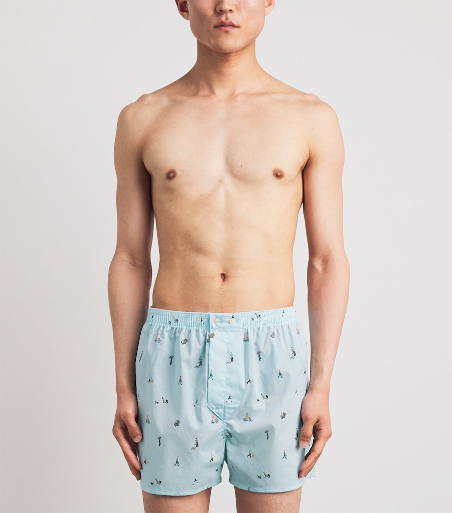 Derek Rose Mens Cotton Printed Ledbury Boxer Shorts Blu Image 2