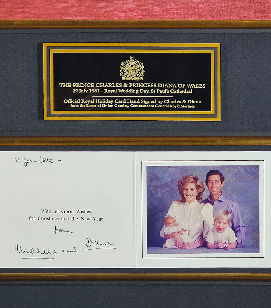Leipzig Galleries The Prince Charles & Princess Diana of Wales Signed Holiday Card Framed Display Image 2