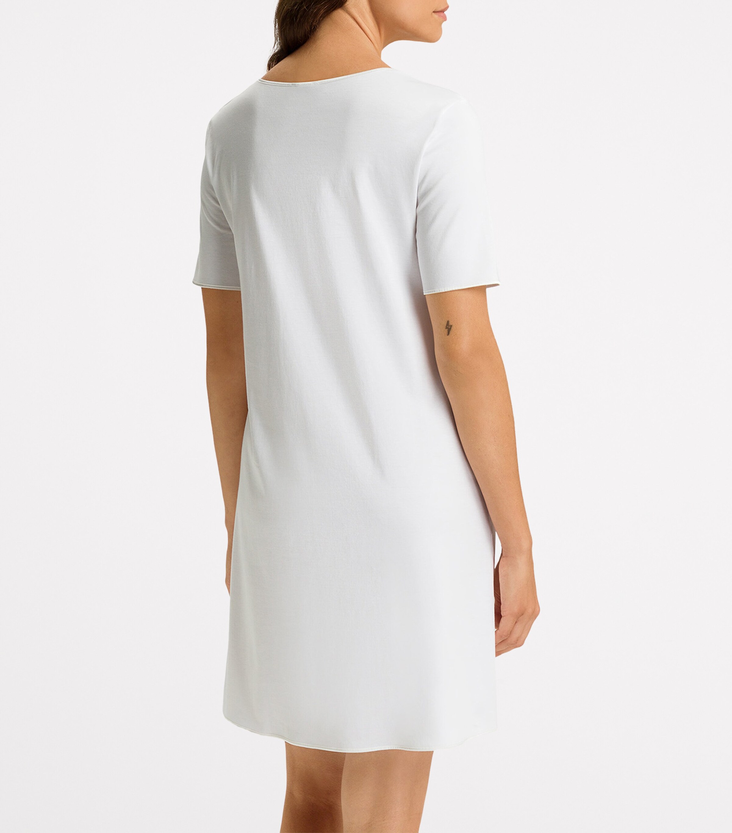 Short-Sleeve Cotton Silk Nightdress WHITE Image 4
