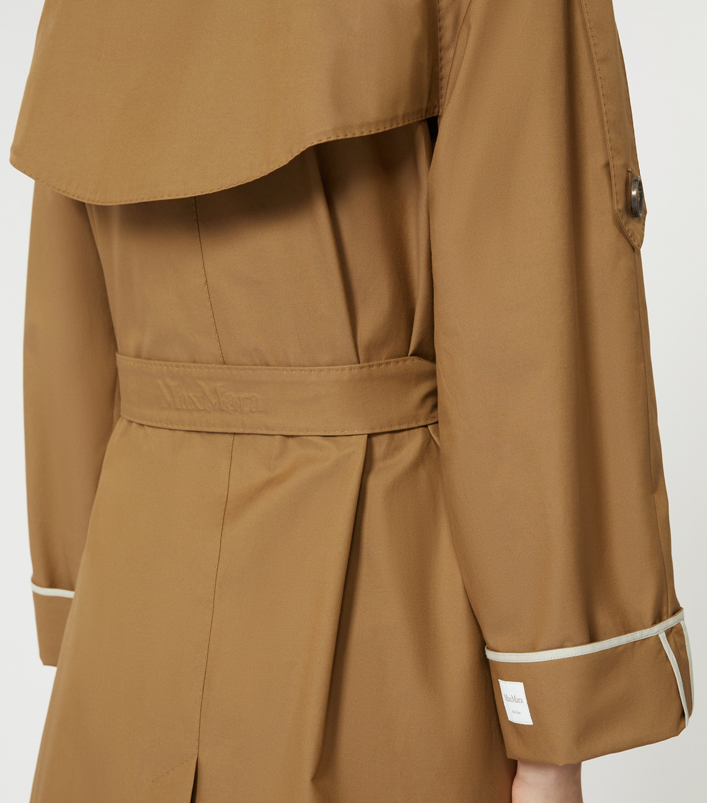 Cotton-Blend Cape Trench Coat BROWN Image 5