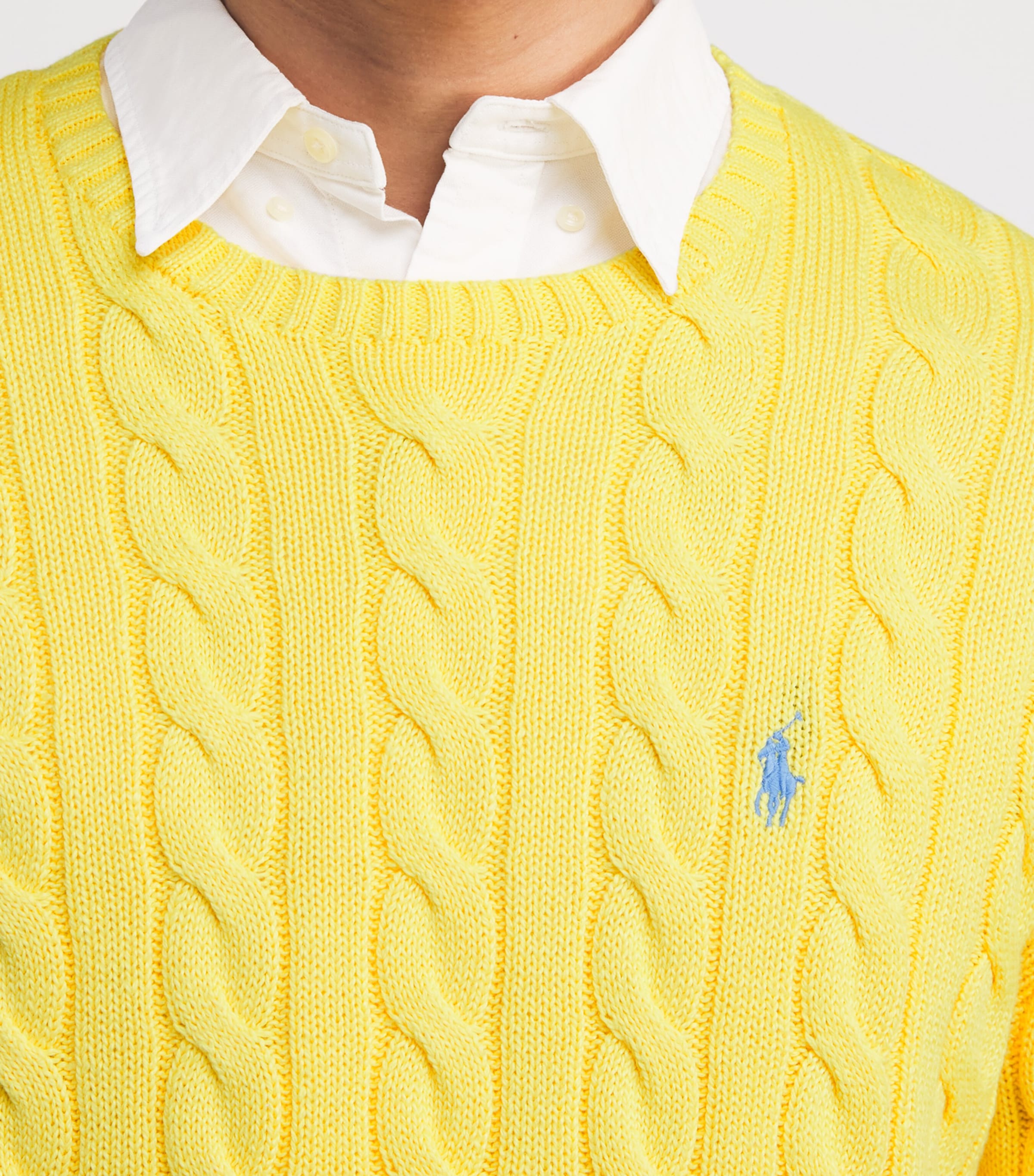 Polo Ralph Lauren Yellow Cotton Cable-Knit Sweater | Harrods US