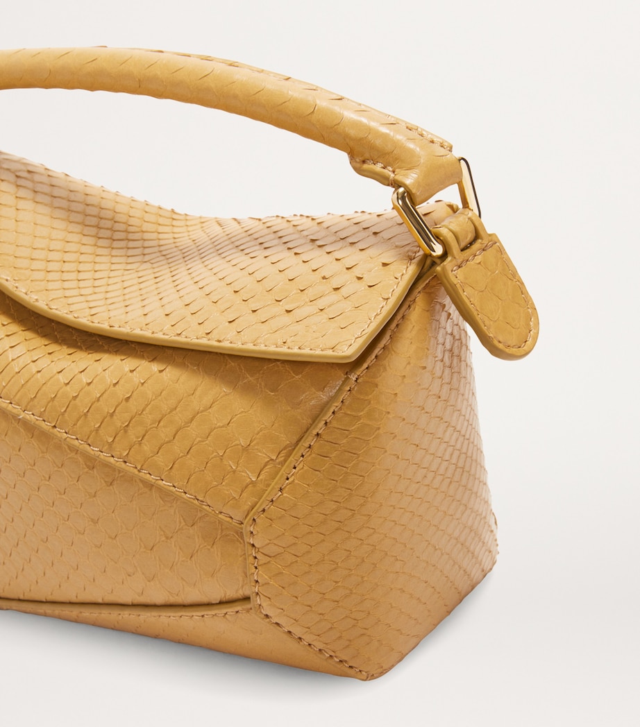 Mini Snakeskin Puzzle Edge Top-Handle Bag SAHARA Image 7
