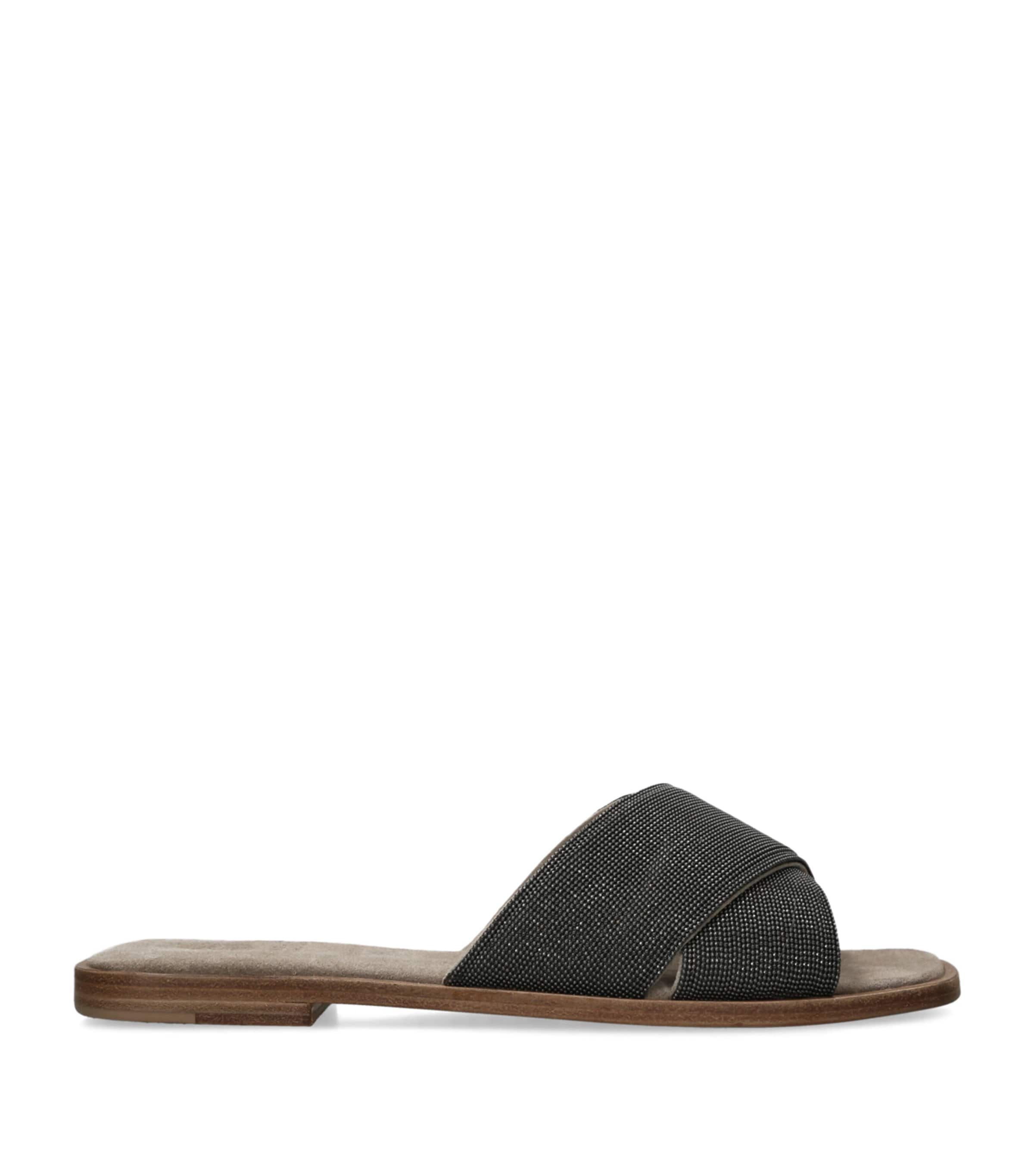 Brunello Cucinelli Woman Sandals Charcoal Size 7 Leather In Grey