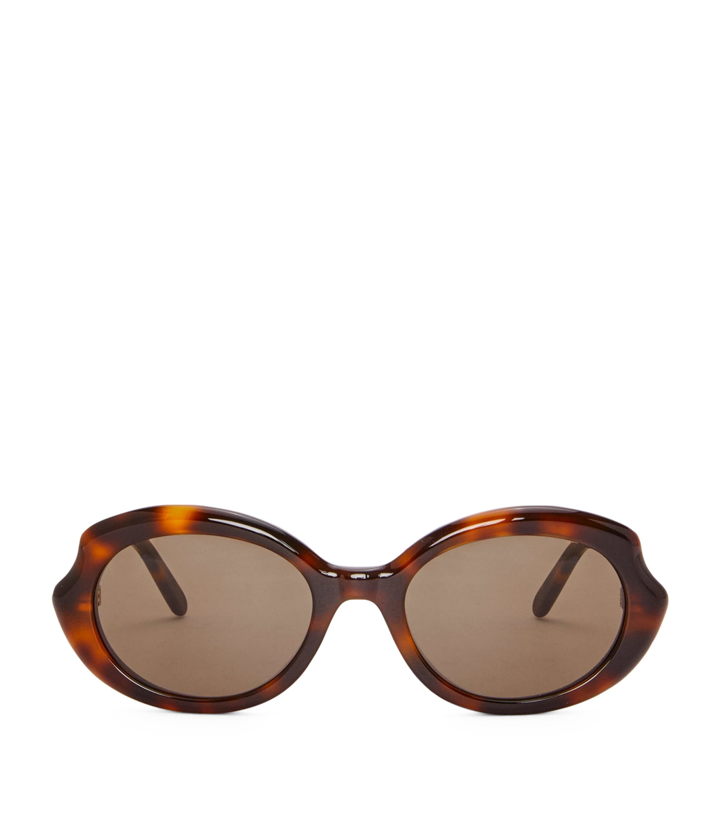 Shop Loewe Mini Oval Sunglasses In Brown