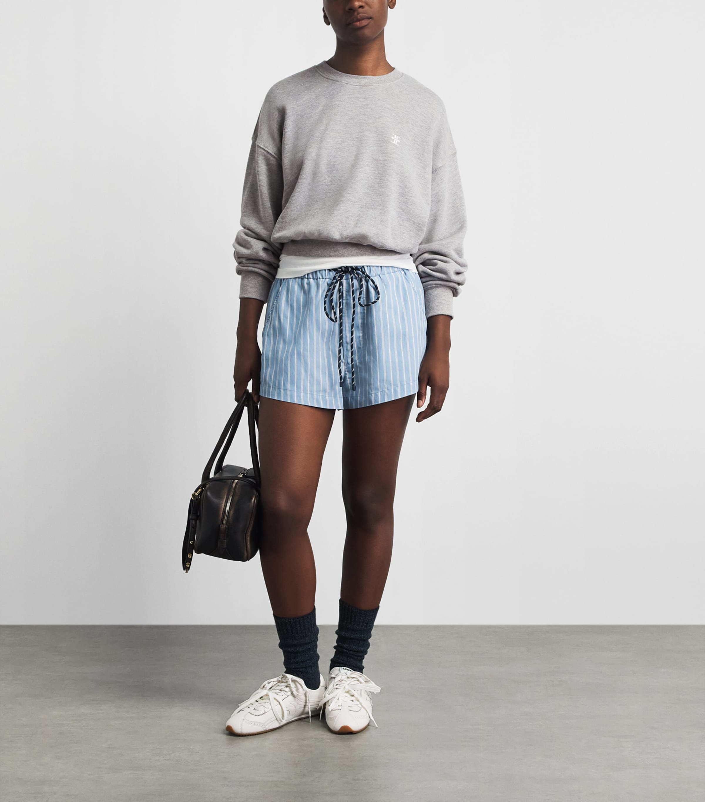 ÉTERNE Womens French Terry Cropped Sweatshirt Heather Grey Image 2