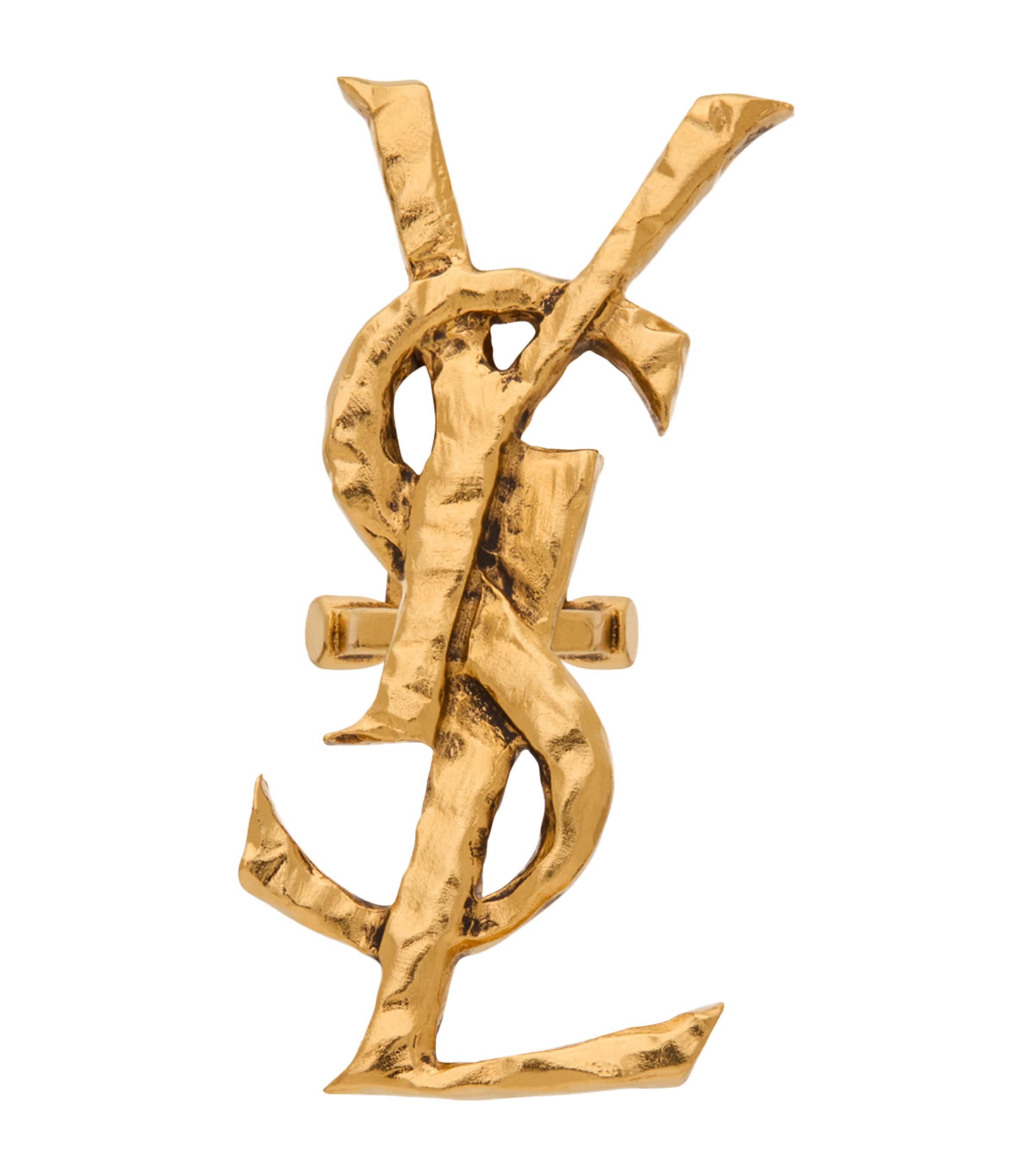 Saint Laurent Hammered Metal Cassandre Single Earring Accessories In Metallic