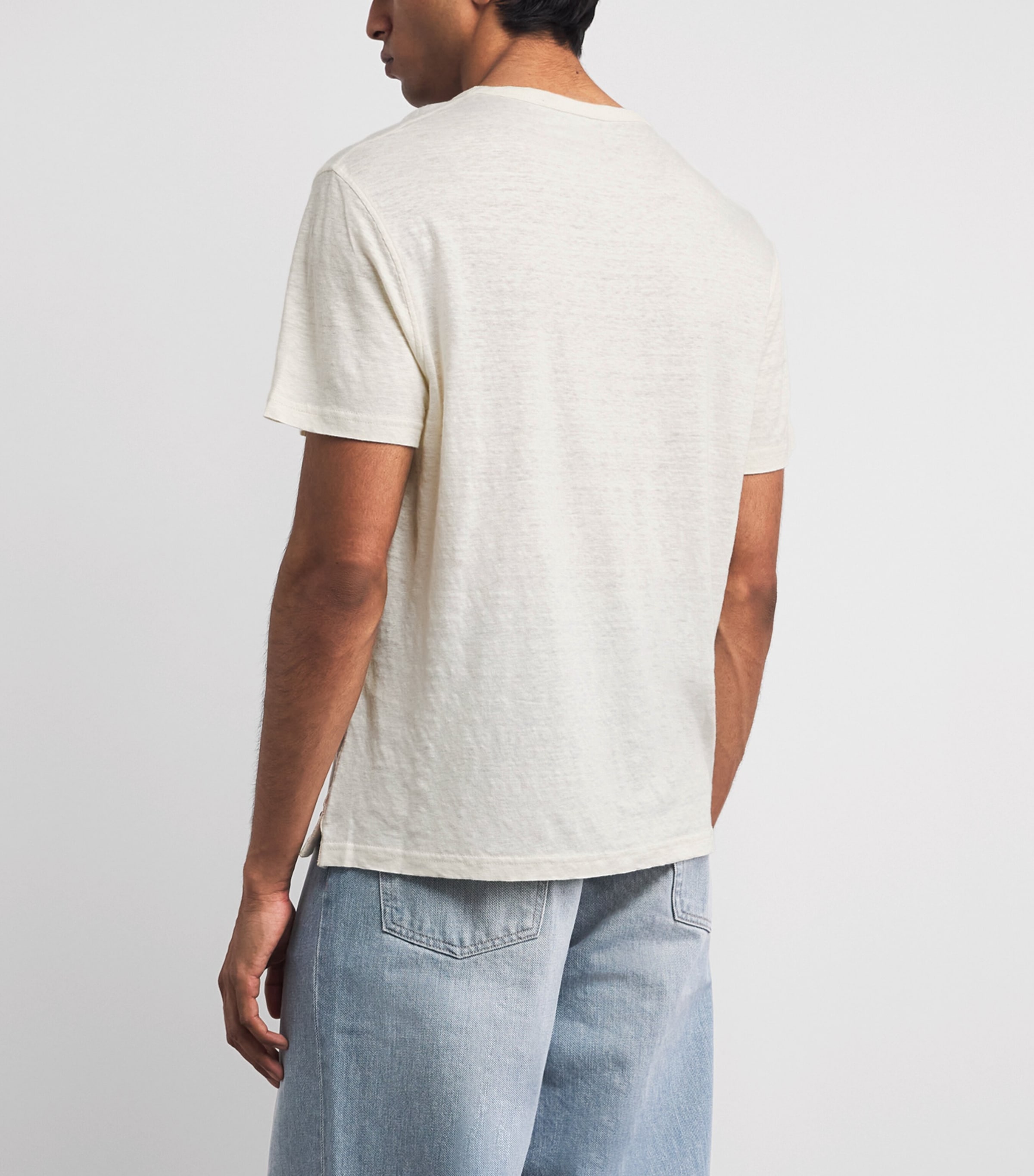 GOD'S TRUE CASHMERE Mens Linen Signature T-Shirt Moonstone Image 5