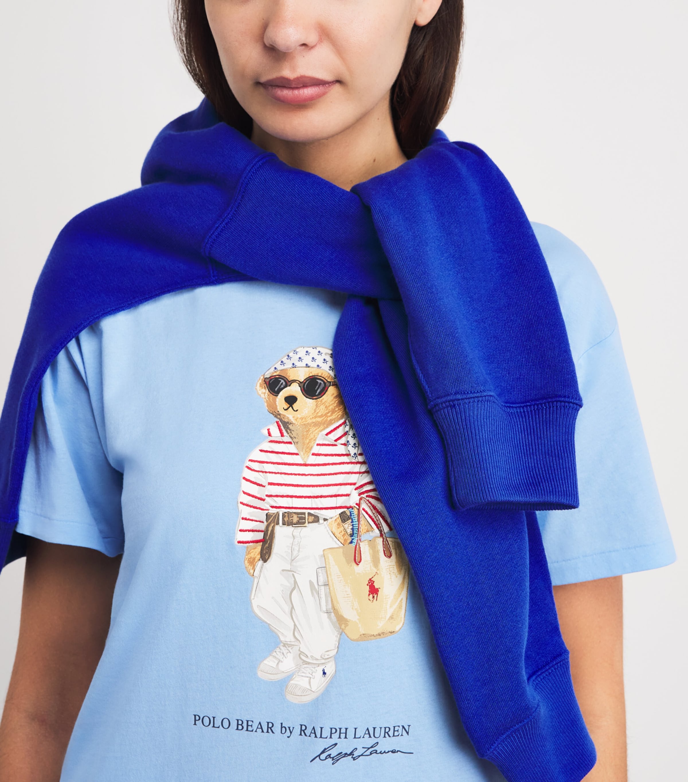 Polo Ralph Lauren Womens Cotton Polo Bear T-Shirt Baby Blue Image 3