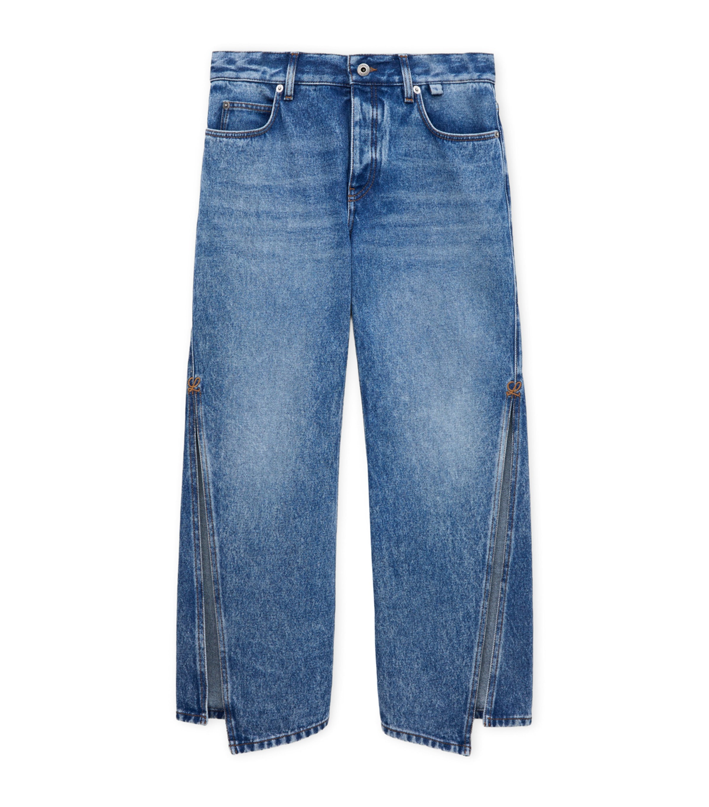 LOEWE Womens x Paula's Ibiza Split-Leg Mid-Rise Flared Jeans Medium Blue Image 1