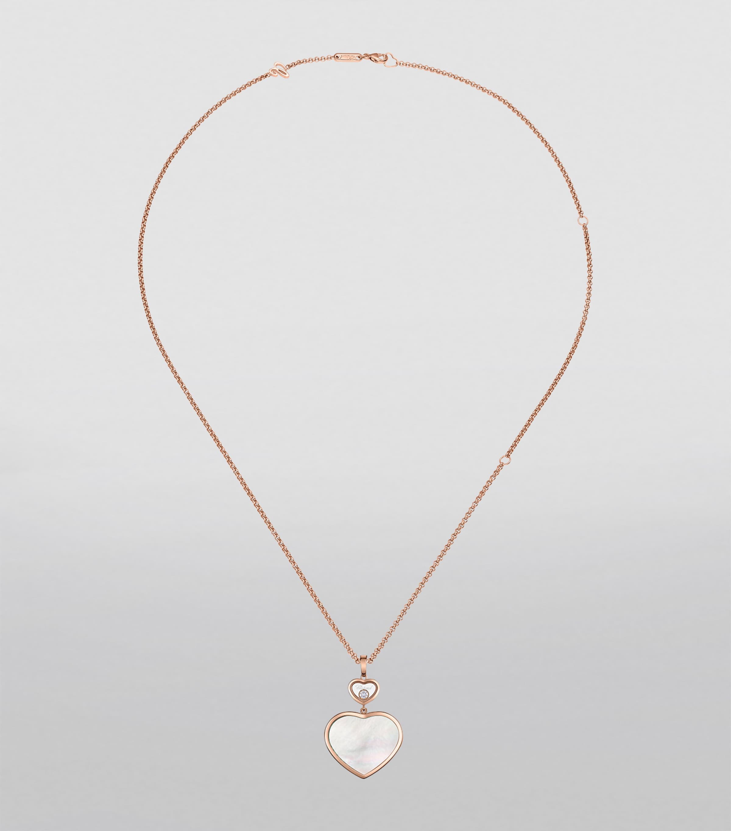 Rose Gold, Diamond and Mother-of-Pearl Happy Hearts Pendant Necklace 18K ROSE GOLD Image 3