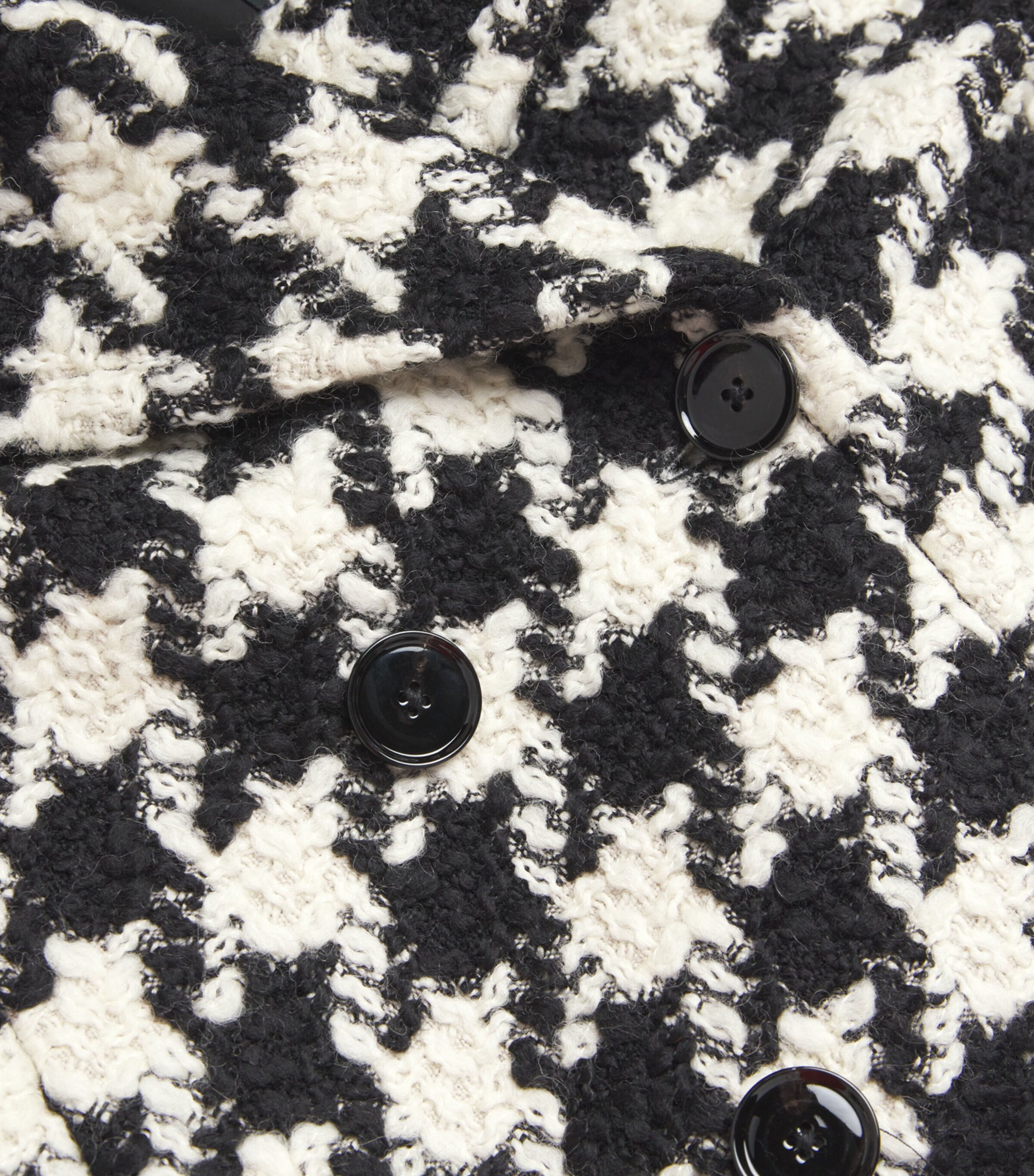 Wool Houndstooth Short Coat BLACK/IVORY Image 5