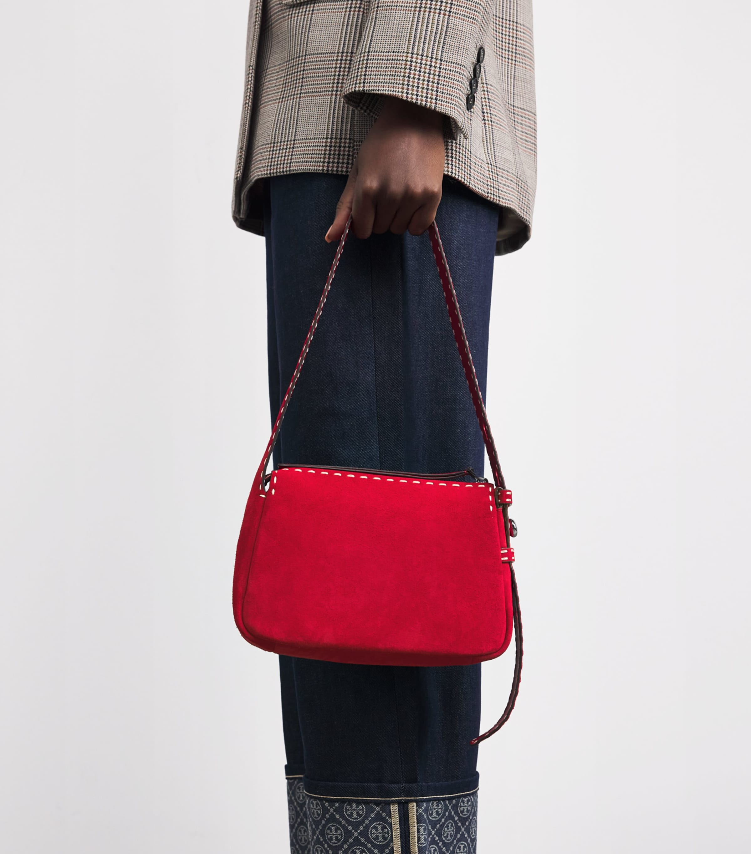 Small Suede Romy Shoulder Bag 600 RED Image 2