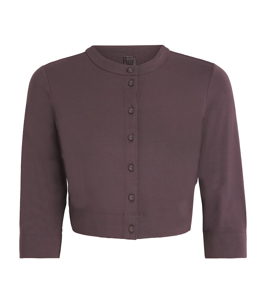 Smooth Lounge Cropped Cardigan RAISIN Image 1