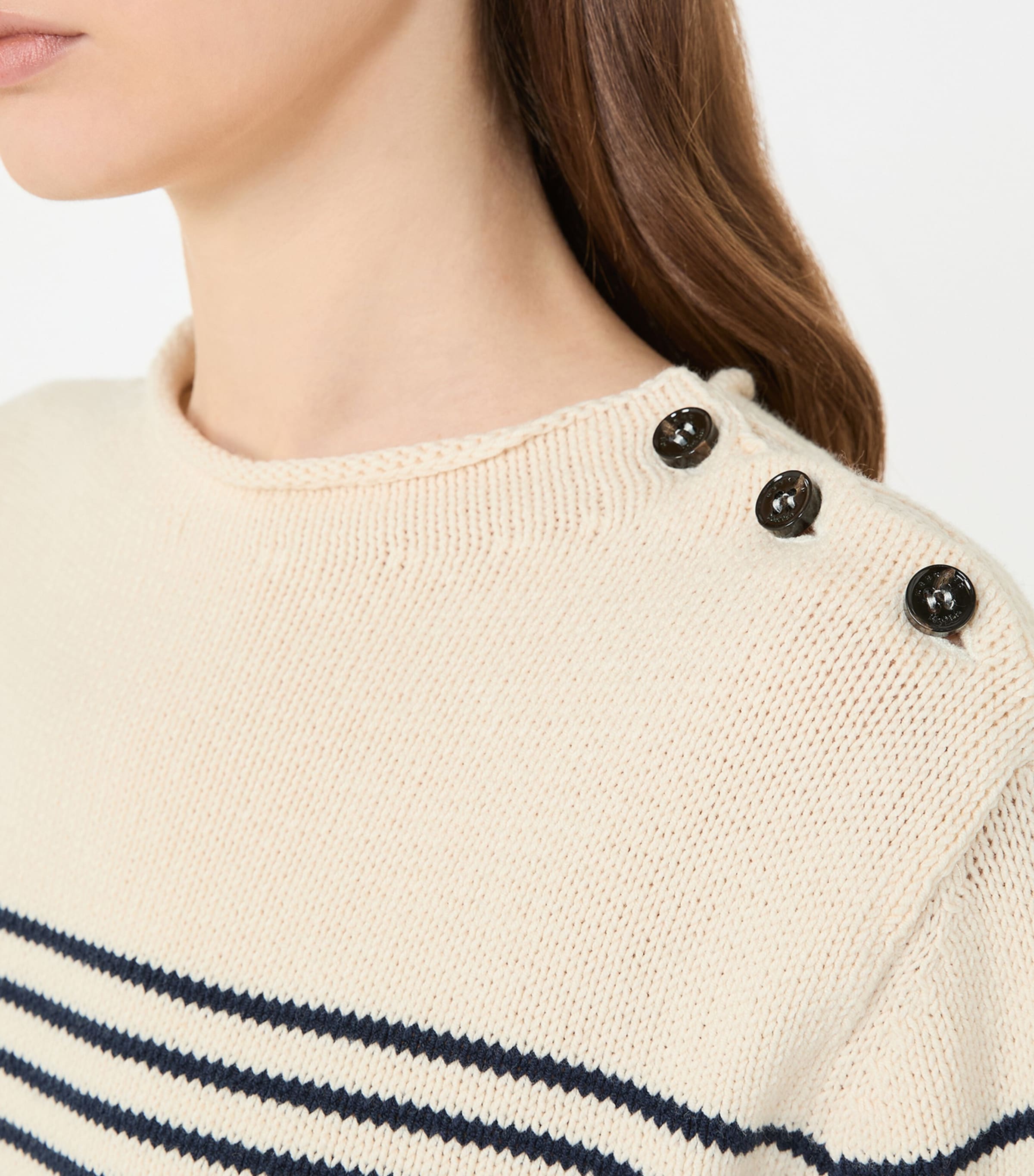 Cotton-Blend Stripe Sweater NAVY Image 6