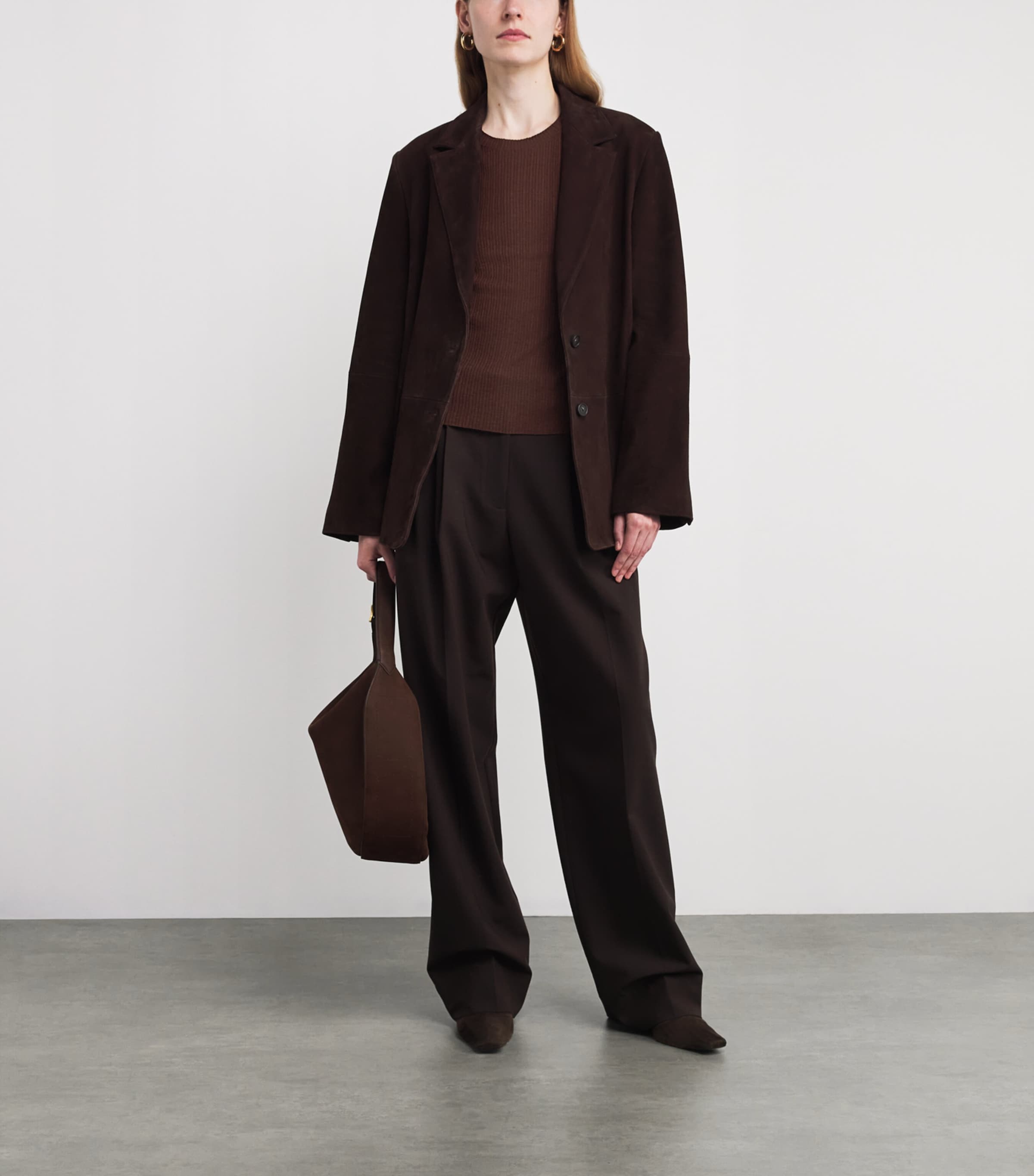ME+EM Womens Wool-Cashmere Ribbed Sweater Chestnut Brown Image 2