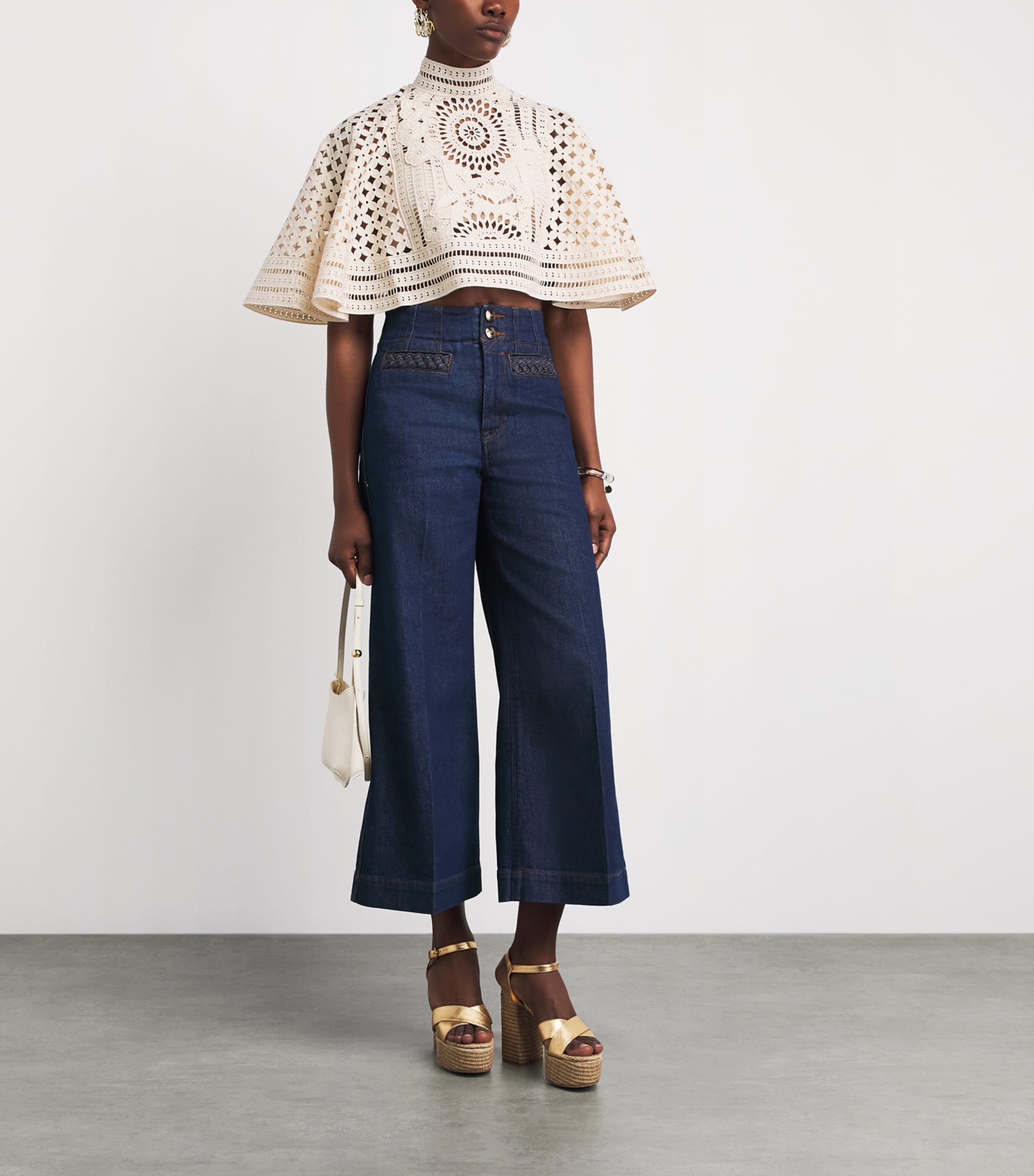 Zimmermann Womens Cotton Indra Cape Crop Top Tea Tea Image 2