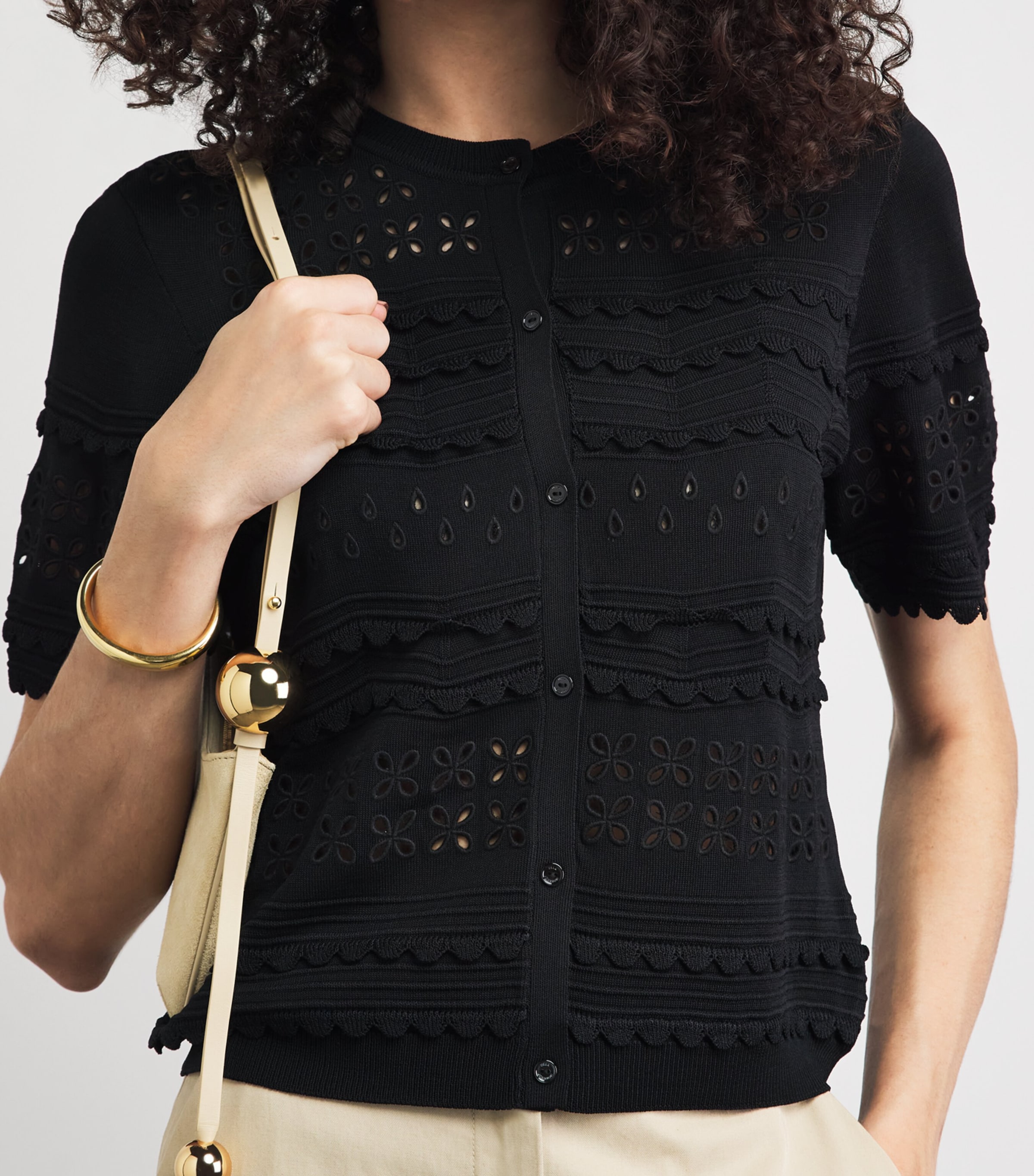 Ulla Johnson Womens Embroidered Abriana Cardigan Noir Image 3