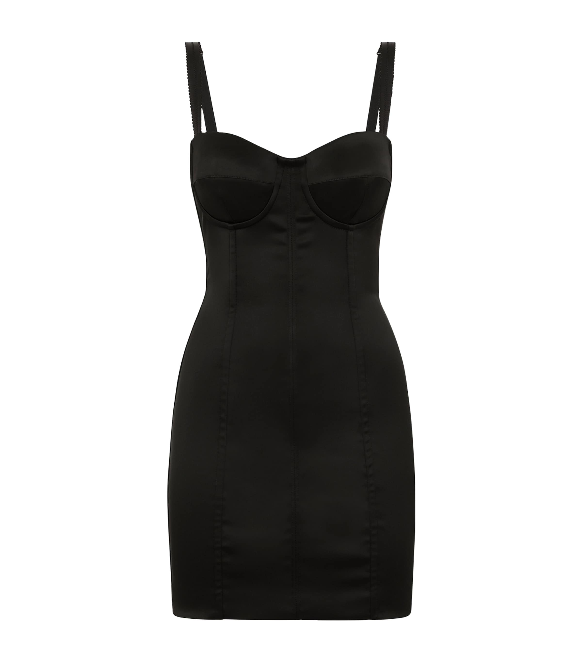 Dolce & Gabbana Satin Bustier Mini Dress In Black
