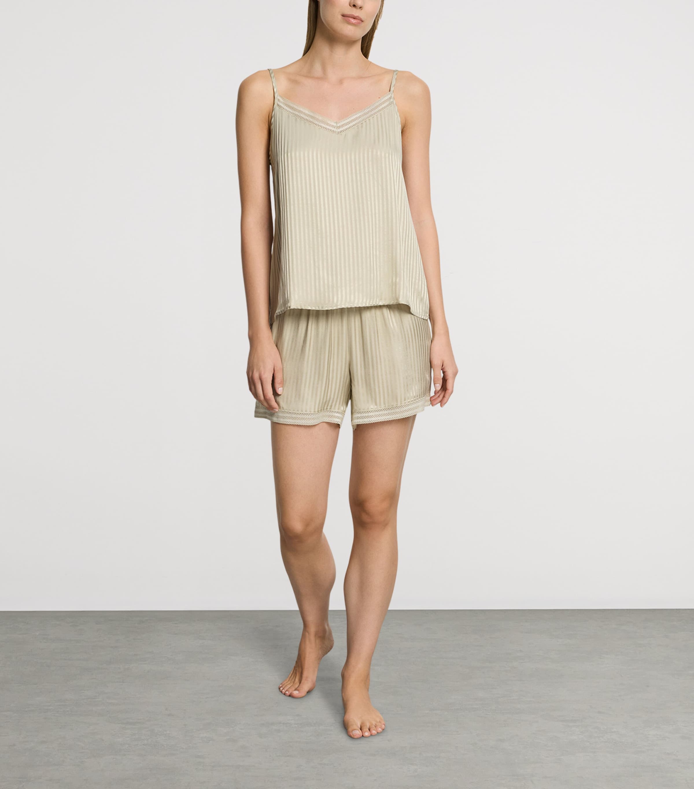 Stripe Cami Pyjama Top OLIVE STEM Image 4