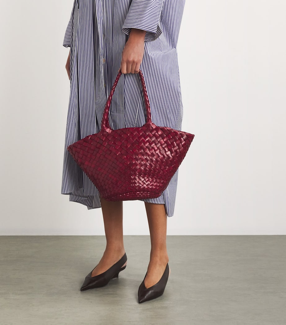 Small Leather Egola Tote Bag BORDO Image 5