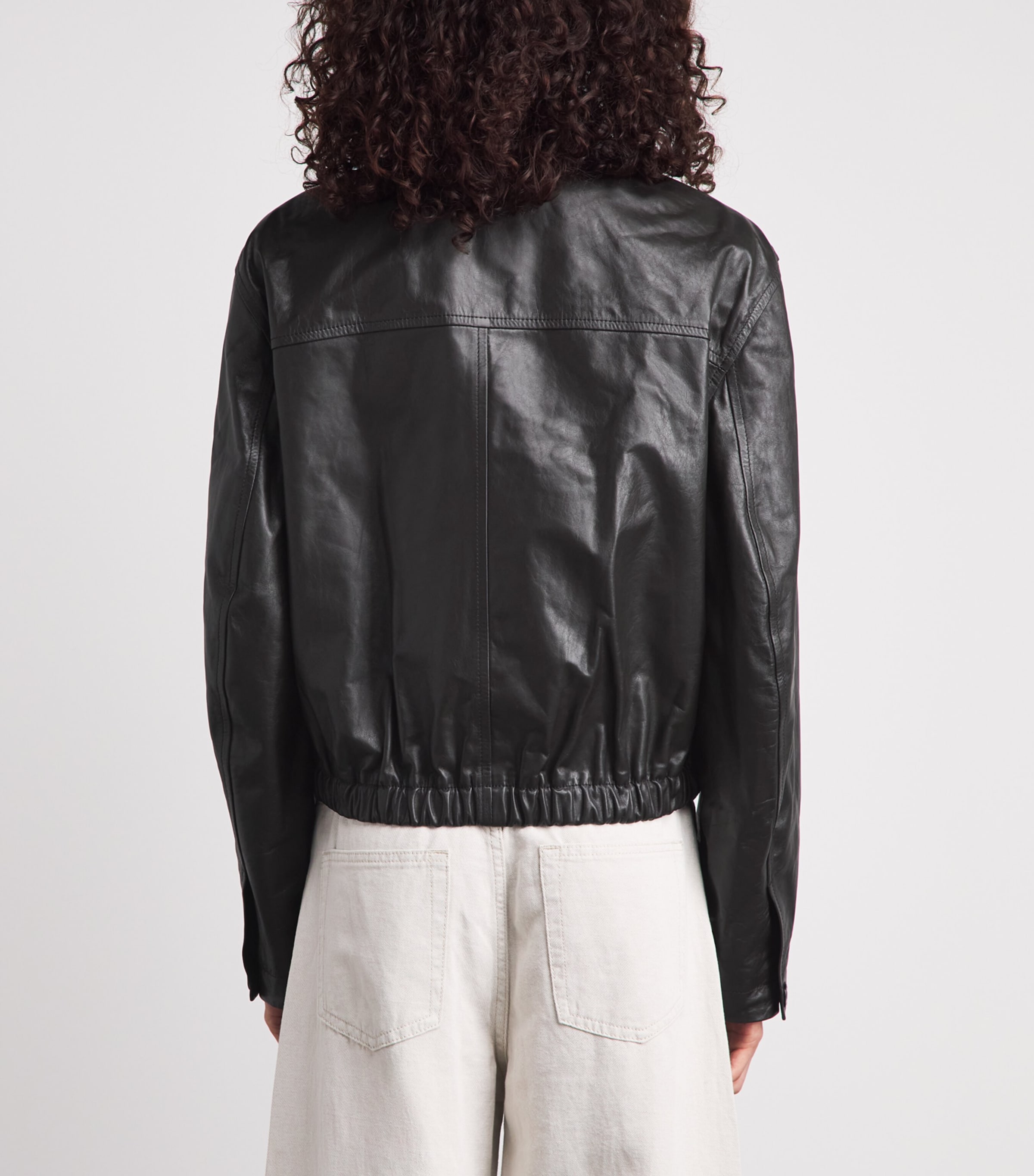 Lemaire Womens Soft Leather Blouson Jacket Dark Espresso Image 5