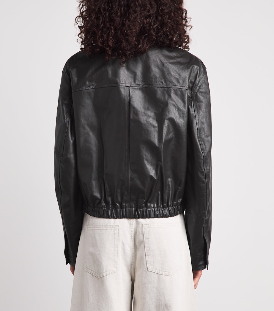 Lemaire Womens Soft Leather Blouson Jacket Dark Espresso Image 5