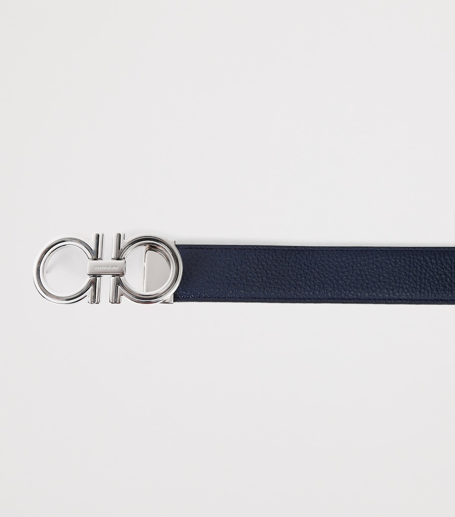 Salvatore Ferragamo Leather Double Gancini Belt Black Image 2