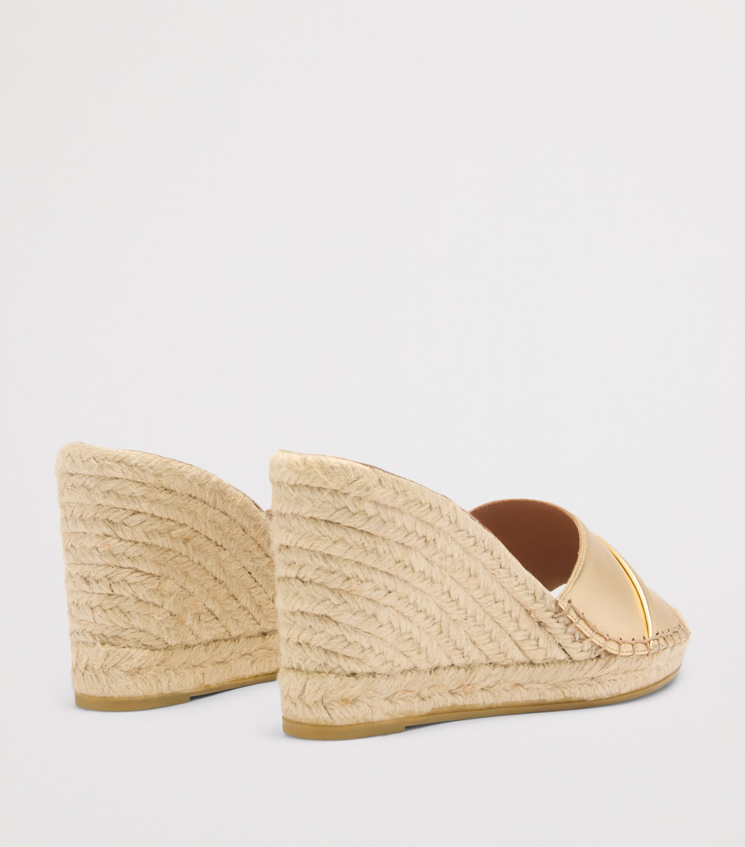 Malone Souliers Metallic Leather Soleil Wedge Espadrilles 85 Antique Gold Image 4