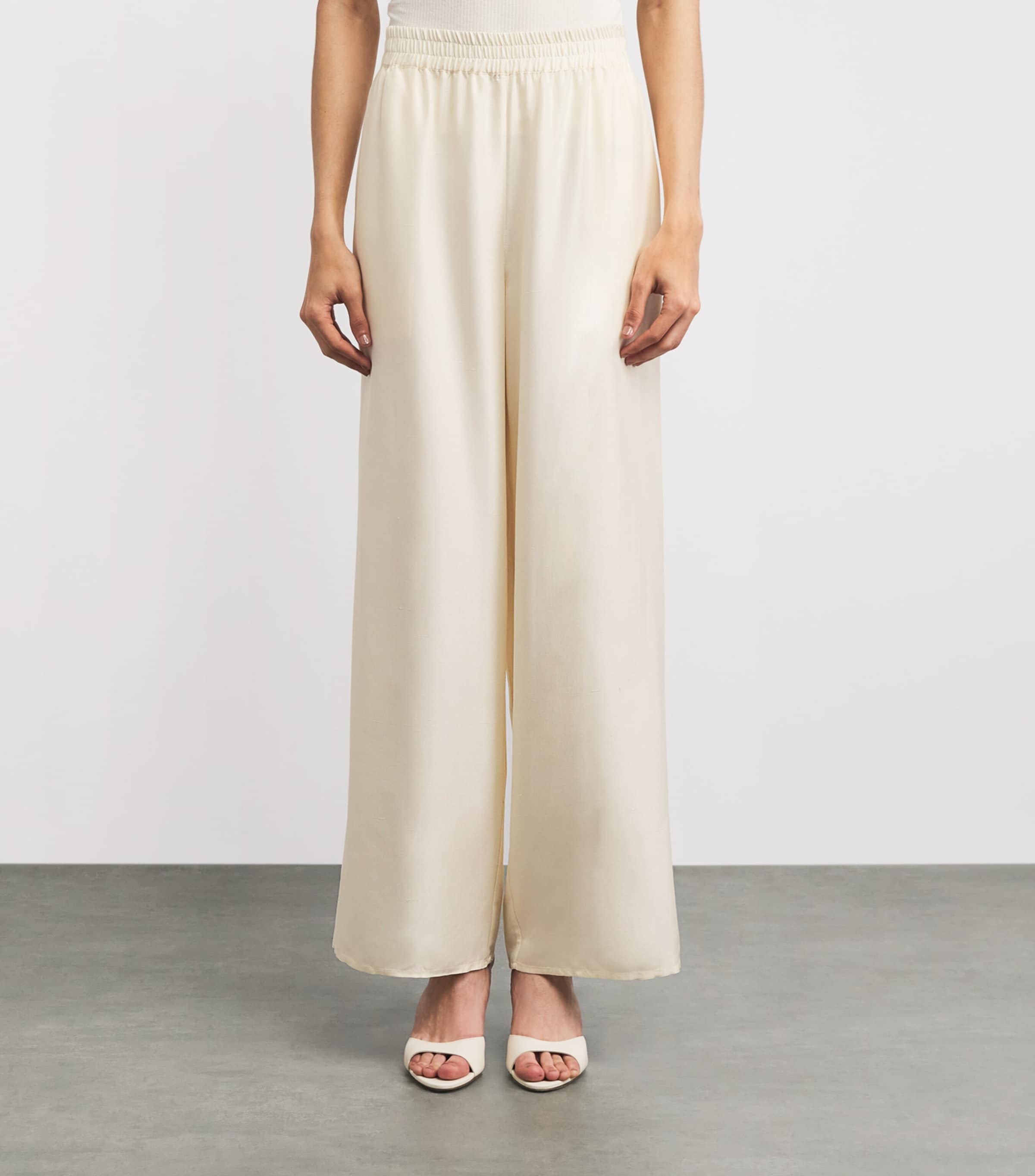 Le Kasha Womens Silk Pamir Wide-Leg Trousers Cream Image 4