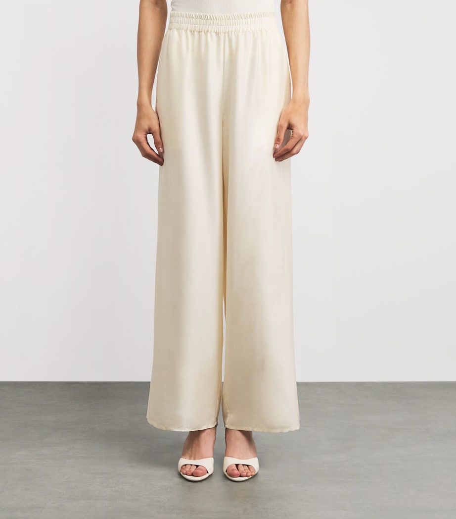 Le Kasha Womens Silk Pamir Wide-Leg Trousers Cream Image 4