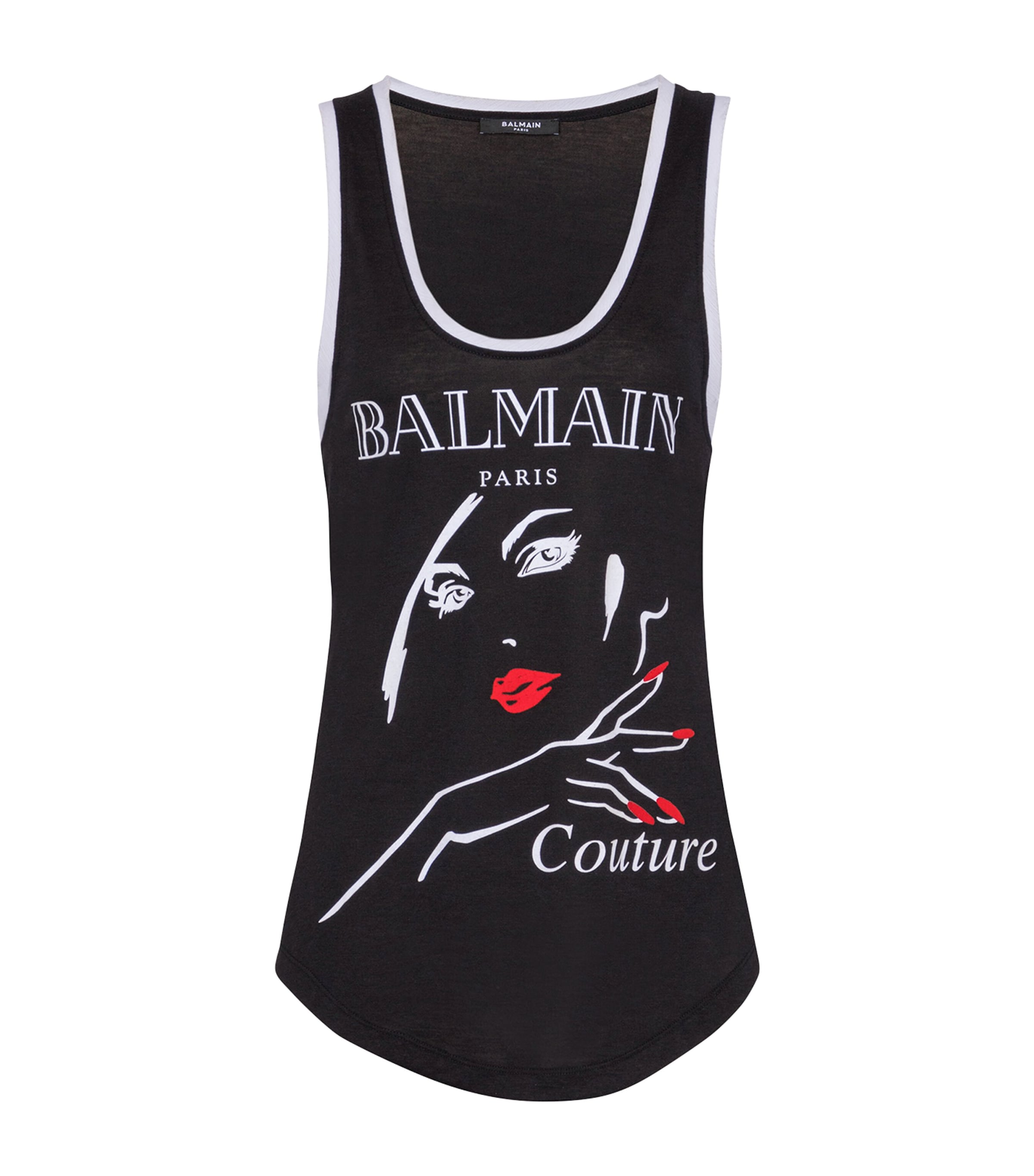 Shop Balmain Beauty Print Tank Top In Black
