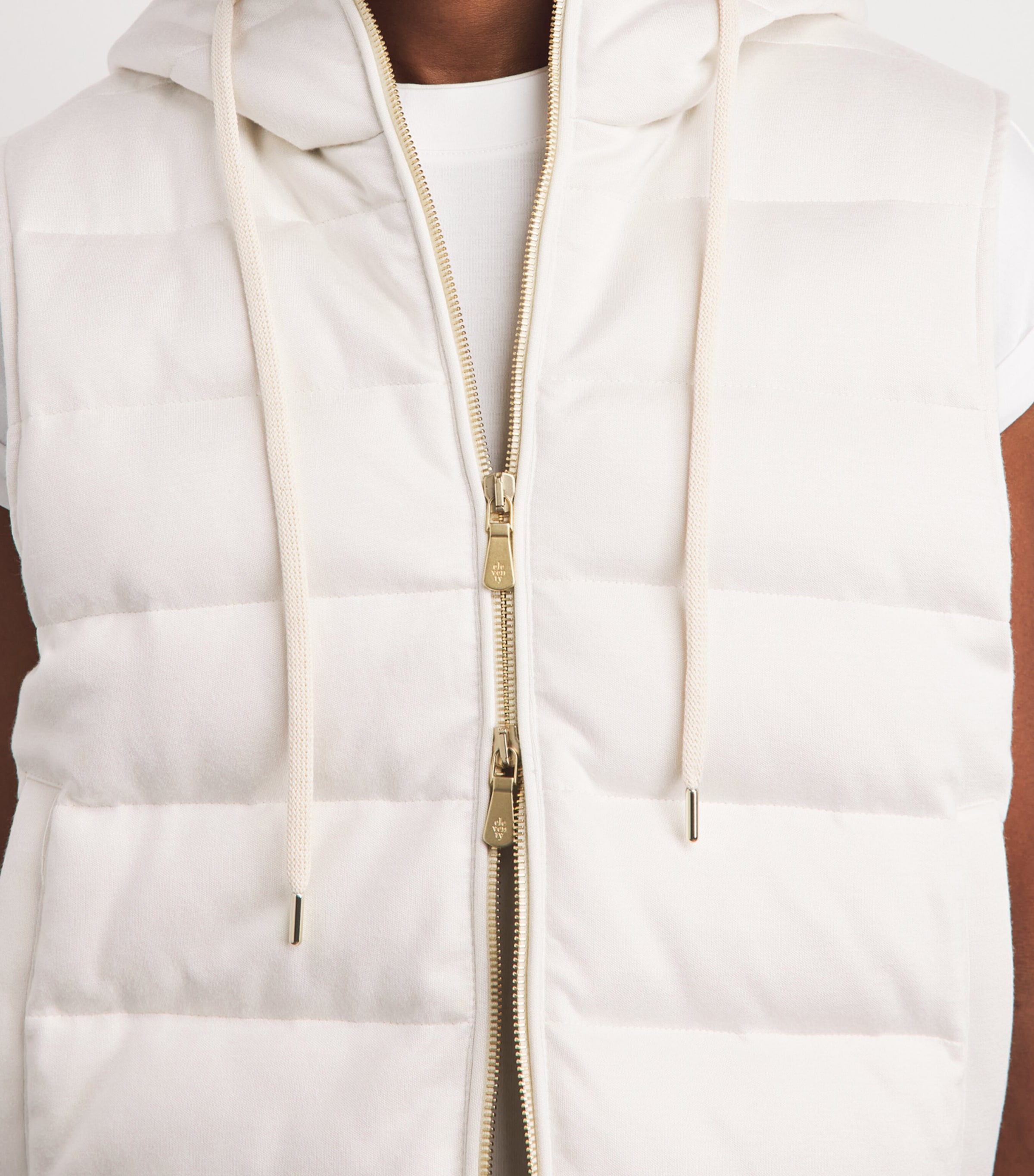 Eleventy Womens Cotton-Blend Hooded Gilet Avorio Image 3