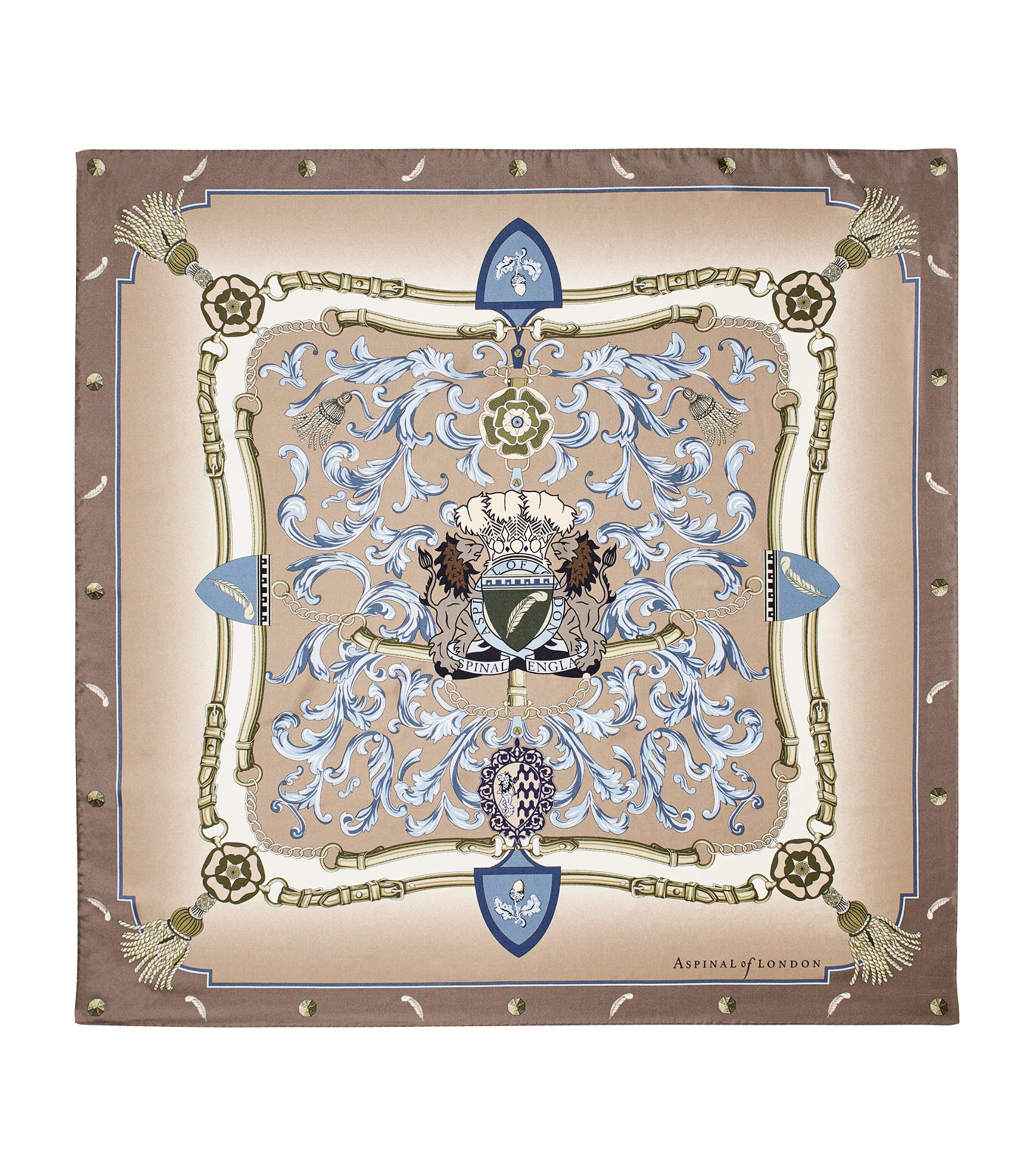 Aspinal Of London Silk Signature Printed Scarf In Brown