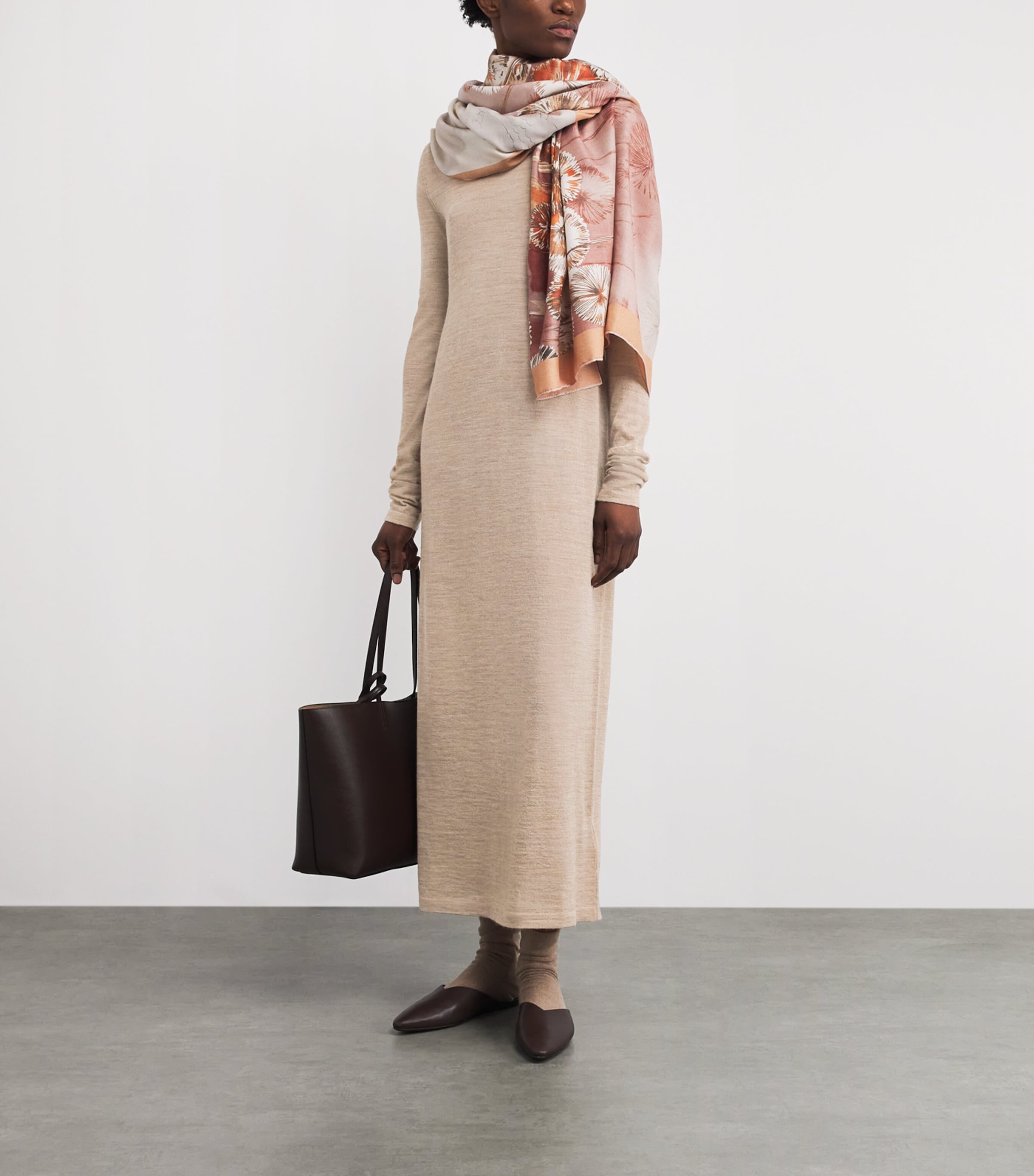 Lauren Manoogian Womens Baby Alpaca-Mulberry Silk Maxi Dress Oak Image 2