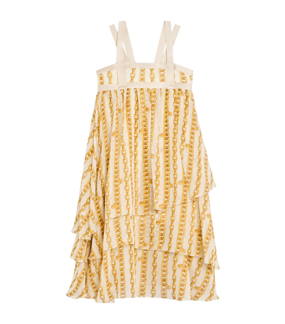 Silk Chain Stripes Dress (6-14 Years) 5E490-BONE+GOLD Image 1