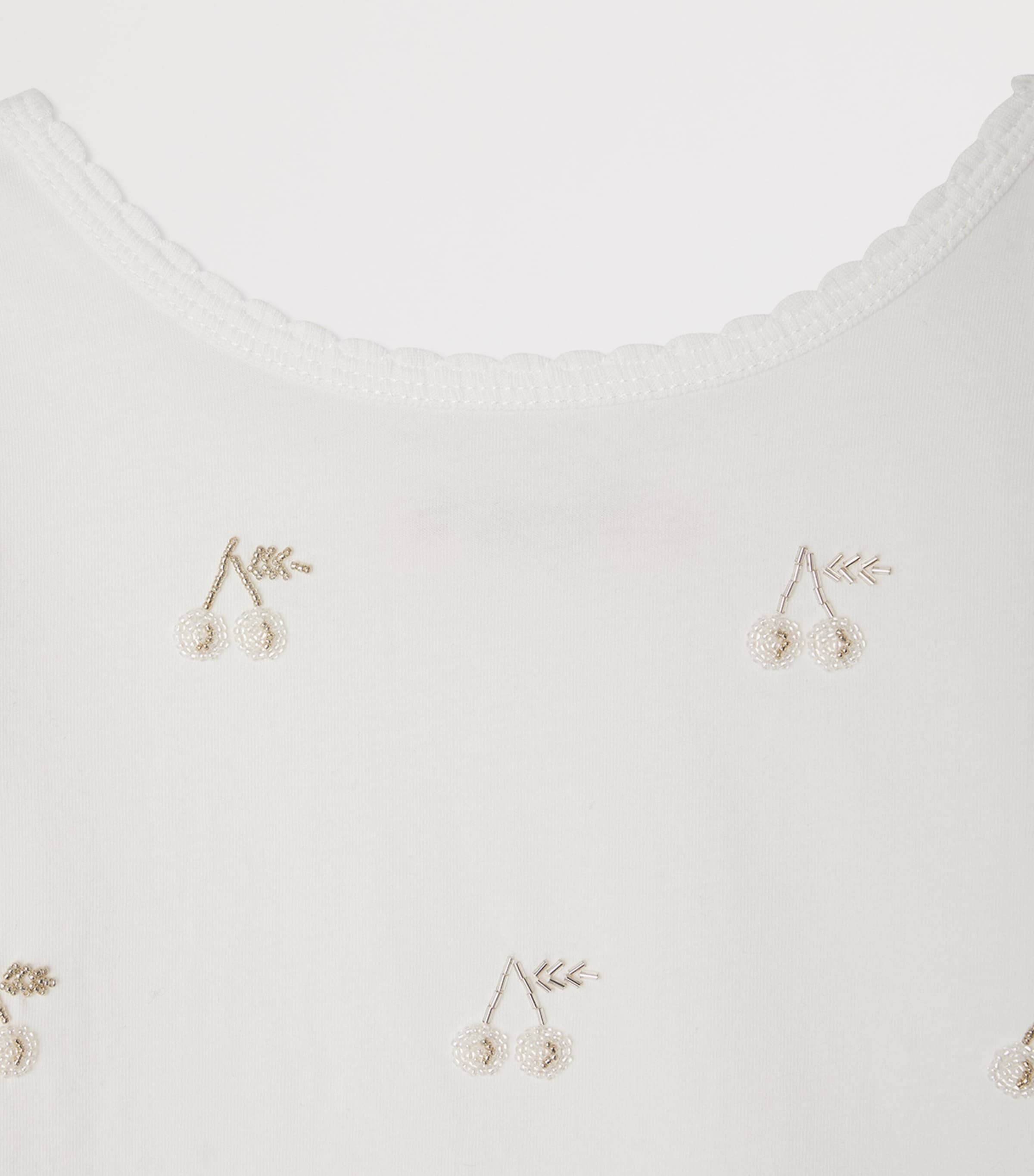 Long-Sleeve Embellished Cherry T-Shirt (4-8 Years) UPB BLANC LAIT Image 3