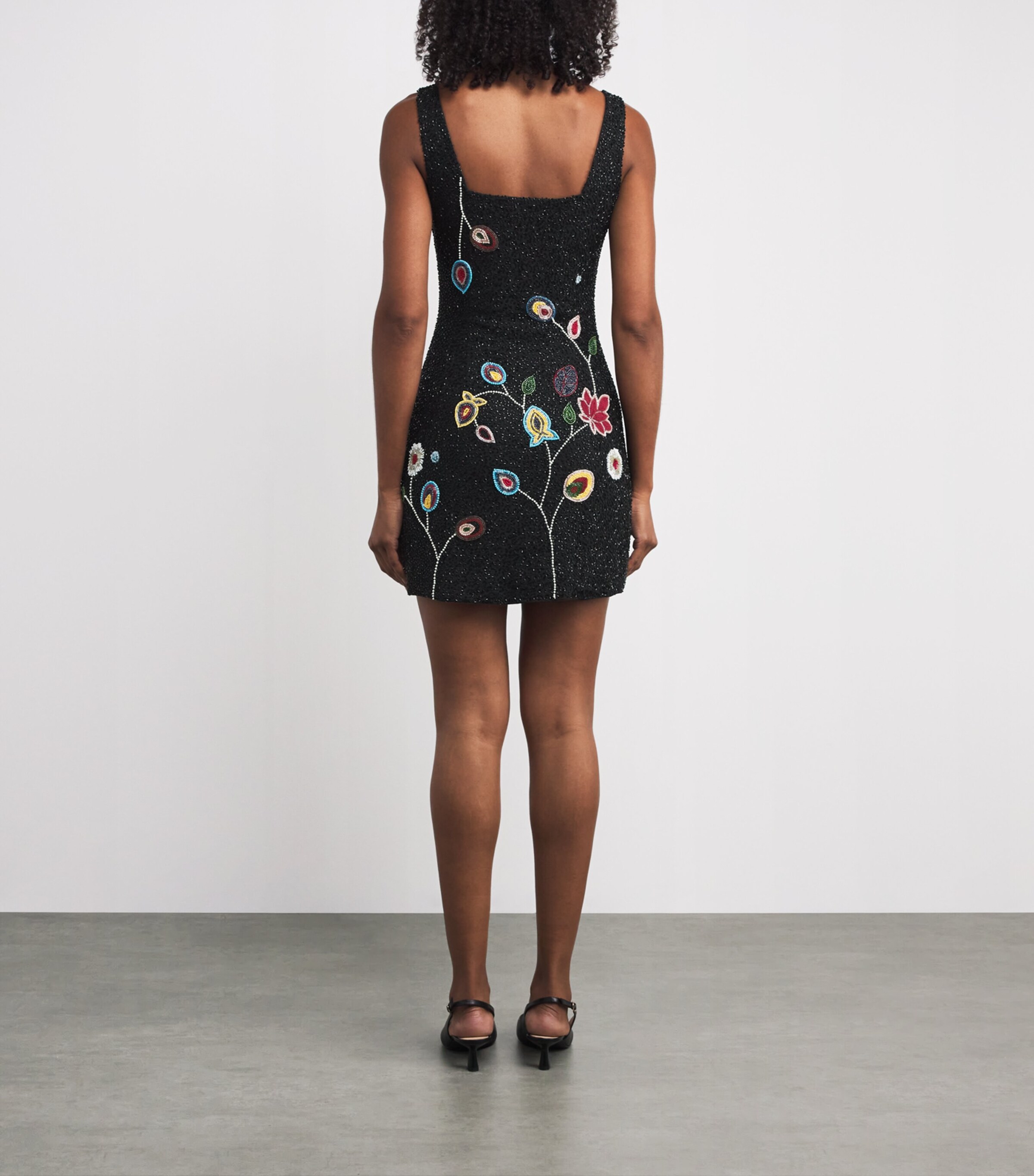 STAUD Womens Beaded Floral Le Sable Mini Dress Taps Tapestry Image 3
