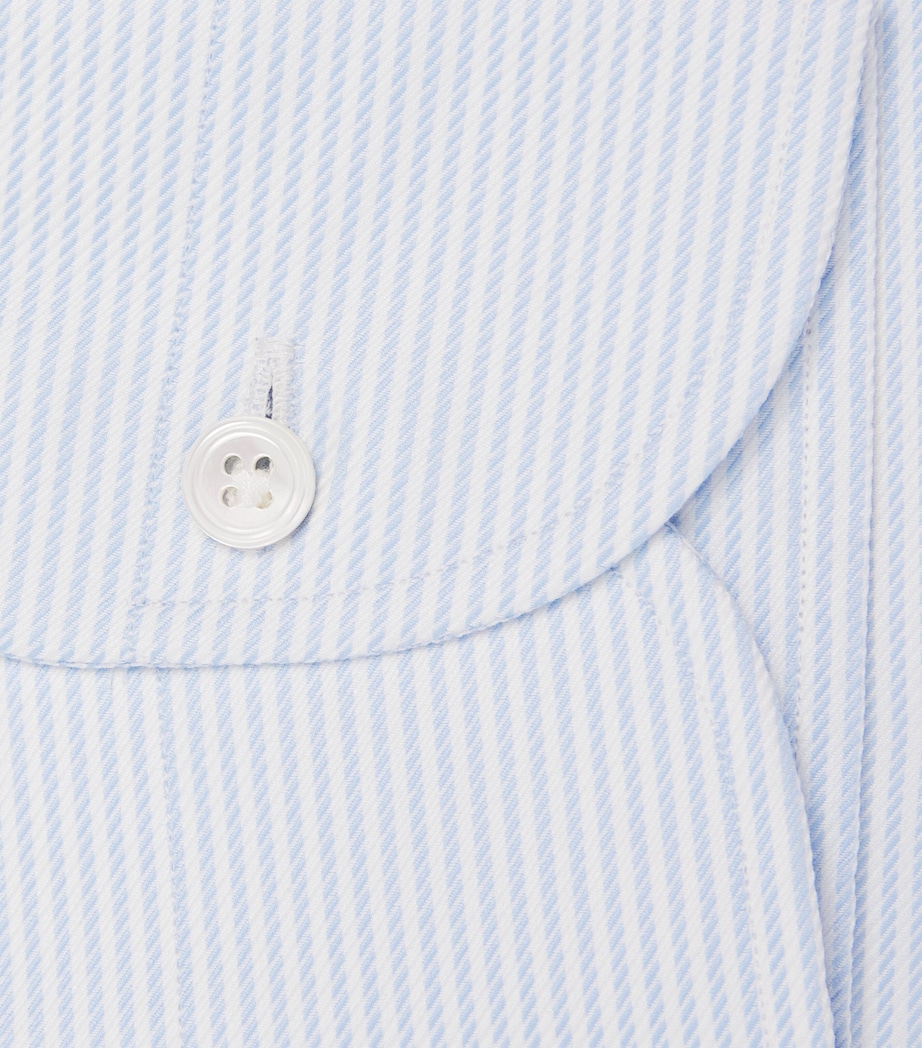 100HANDS Mens Cotton Twisted Stripe Shirt Light Blue Image 6