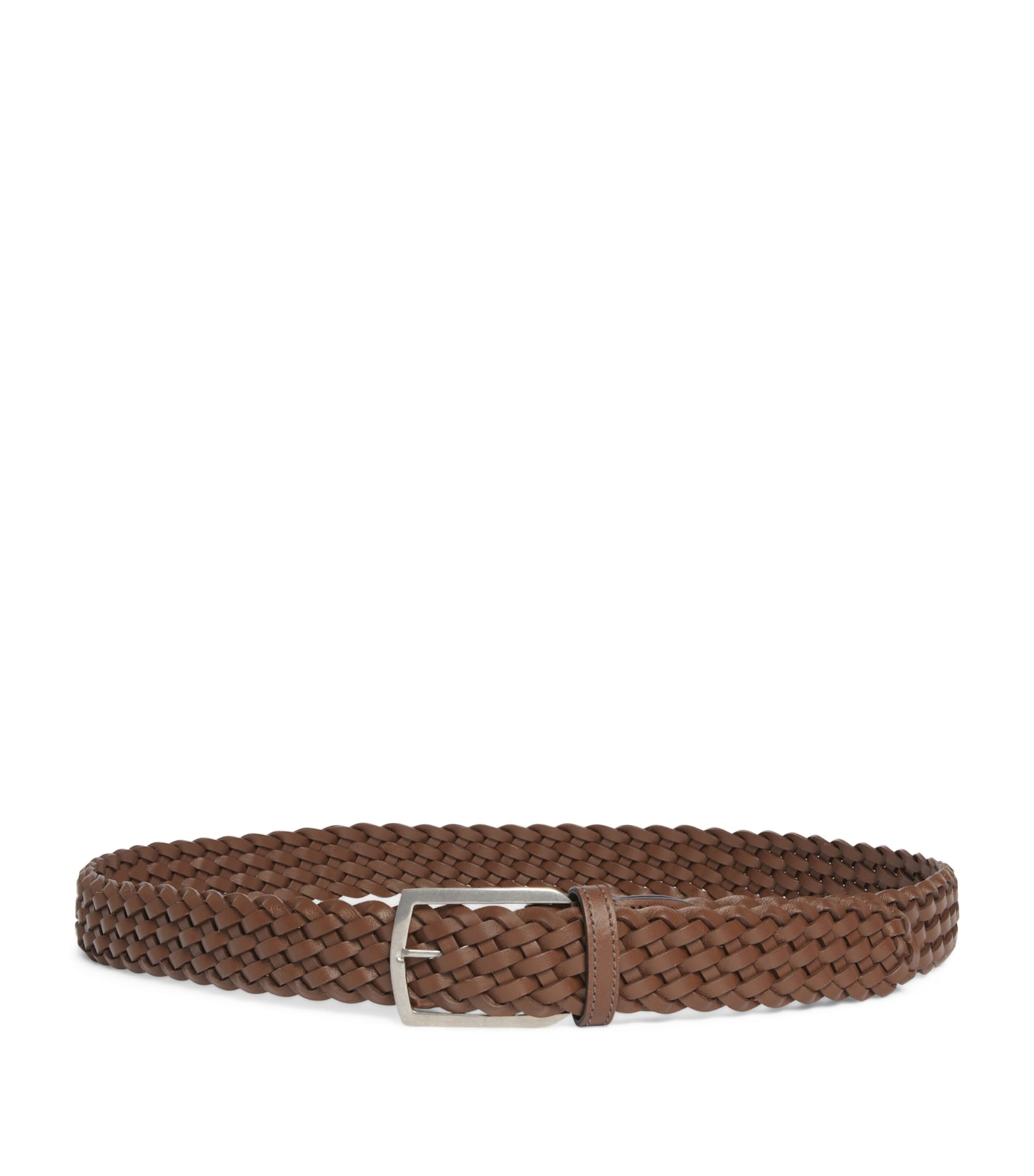 Leather Braided Belt 973WHISKEY Image 1