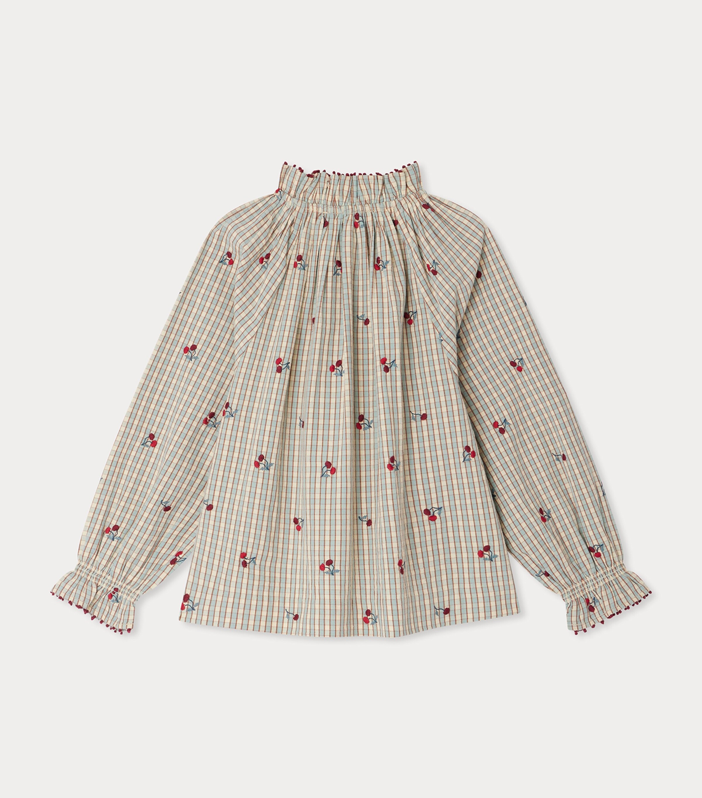 Cotton Embroidered Check Blouse (4-8 Years) CA CIEL Image 2