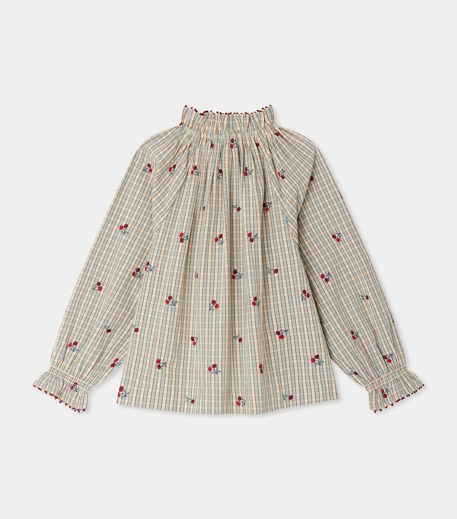 Cotton Embroidered Check Blouse (4-8 Years) CA CIEL Image 2